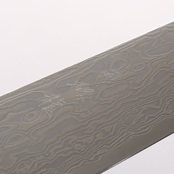 Ryusen Fukakuryu Kai ATS314 63 Layer Damascus Kiritsuke Gyuto 240mm Stabilized White Birch with White Ring Handle