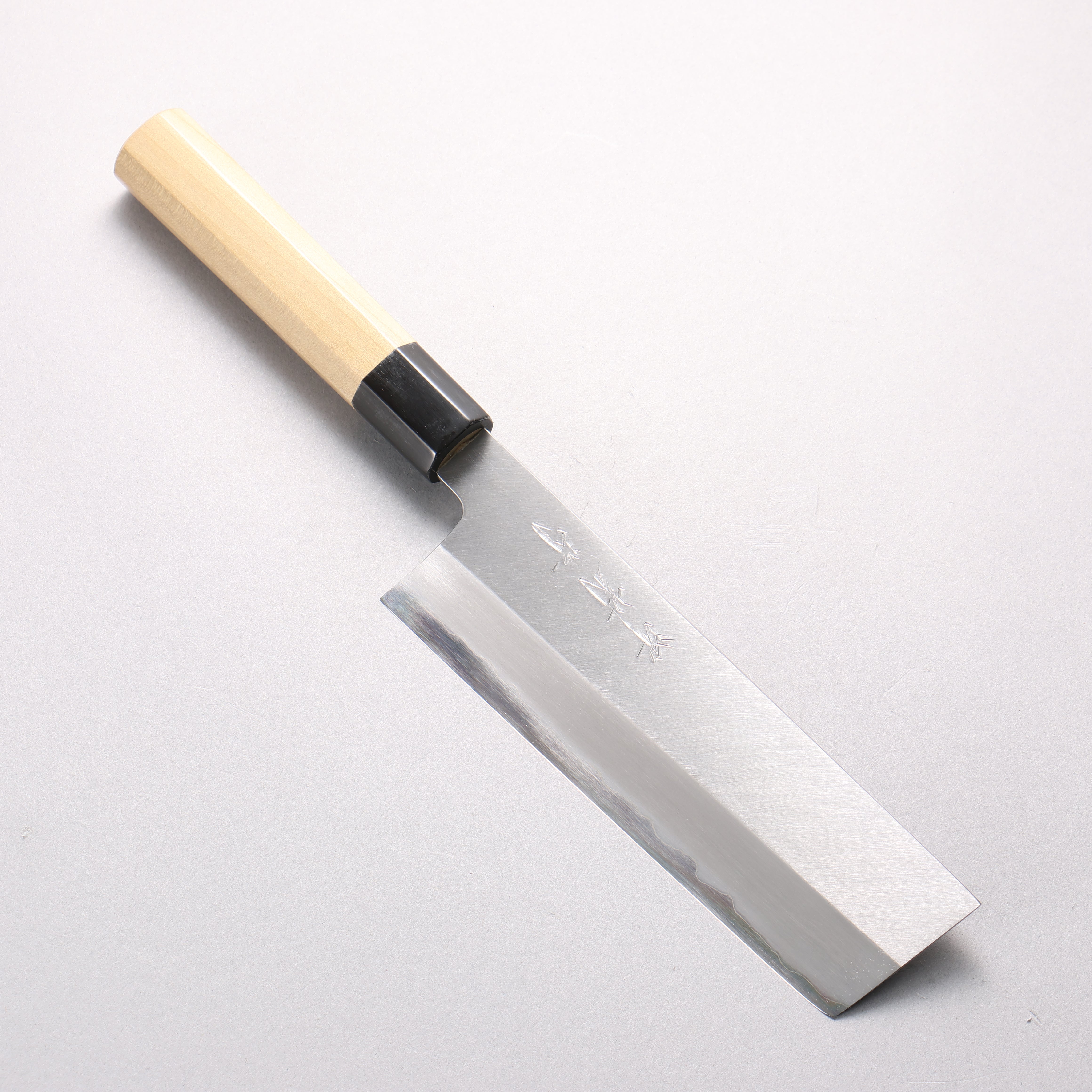Sakai Kikumori White Steel No.1 Nakiri 180mm Magnolia & Water Buffalo Horn Handle - Seisuke Knife