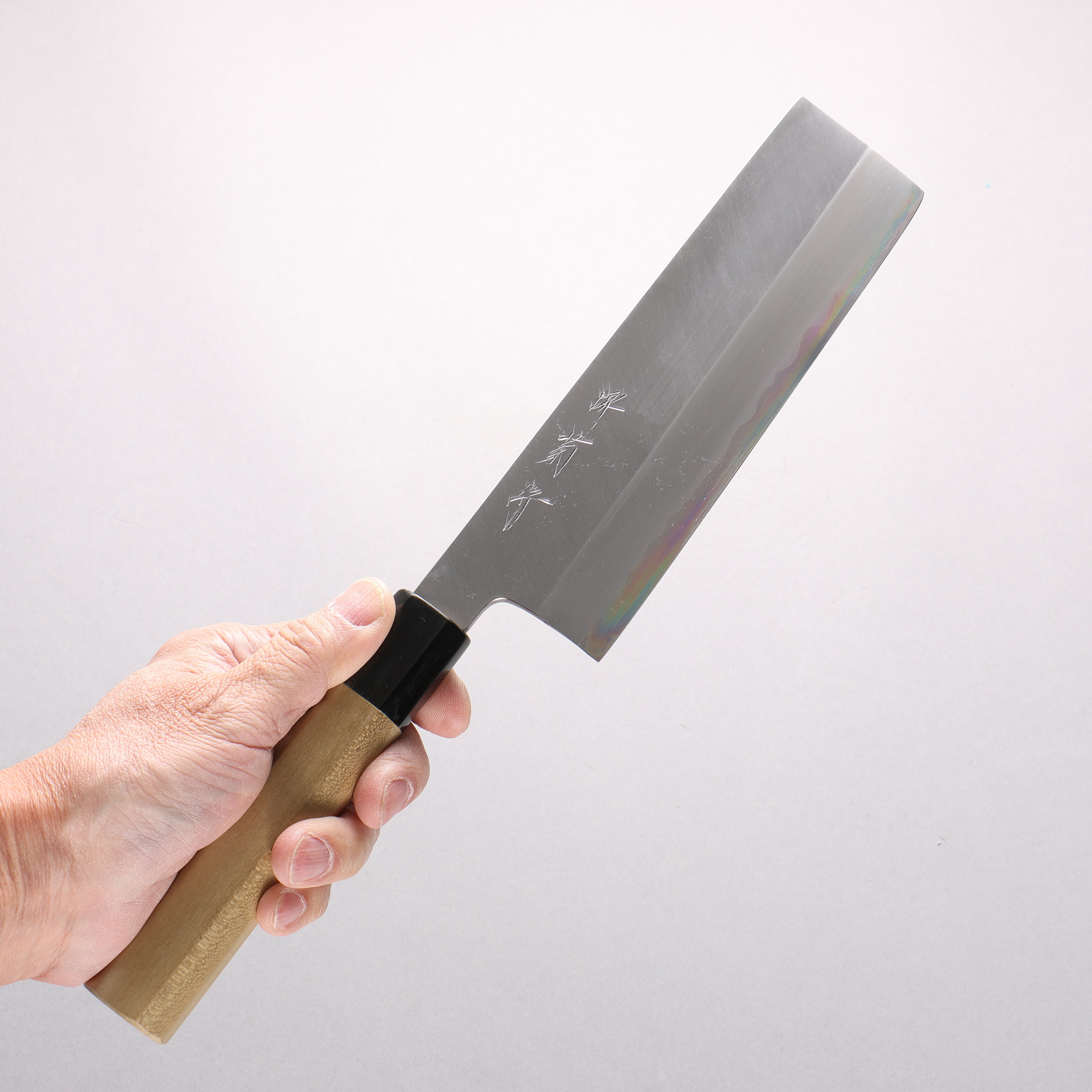 Sakai Kikumori White Steel No.1 Nakiri 180mm Magnolia & Water Buffalo Horn Handle - Seisuke Knife