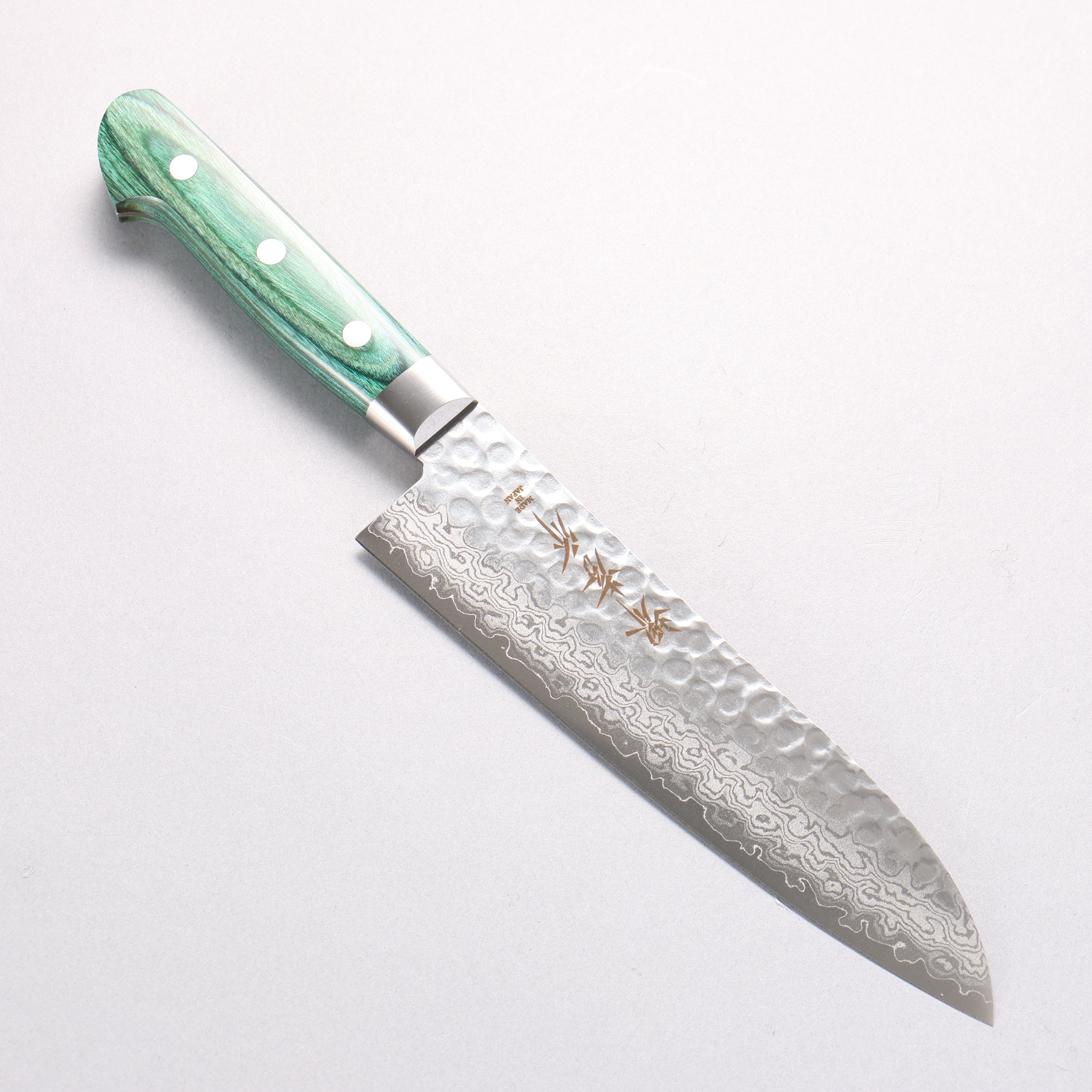 Sakai Takayuki VG10 17 Layer Damascus Santoku 170mm Green Pakkawood Handle - Seisuke Knife