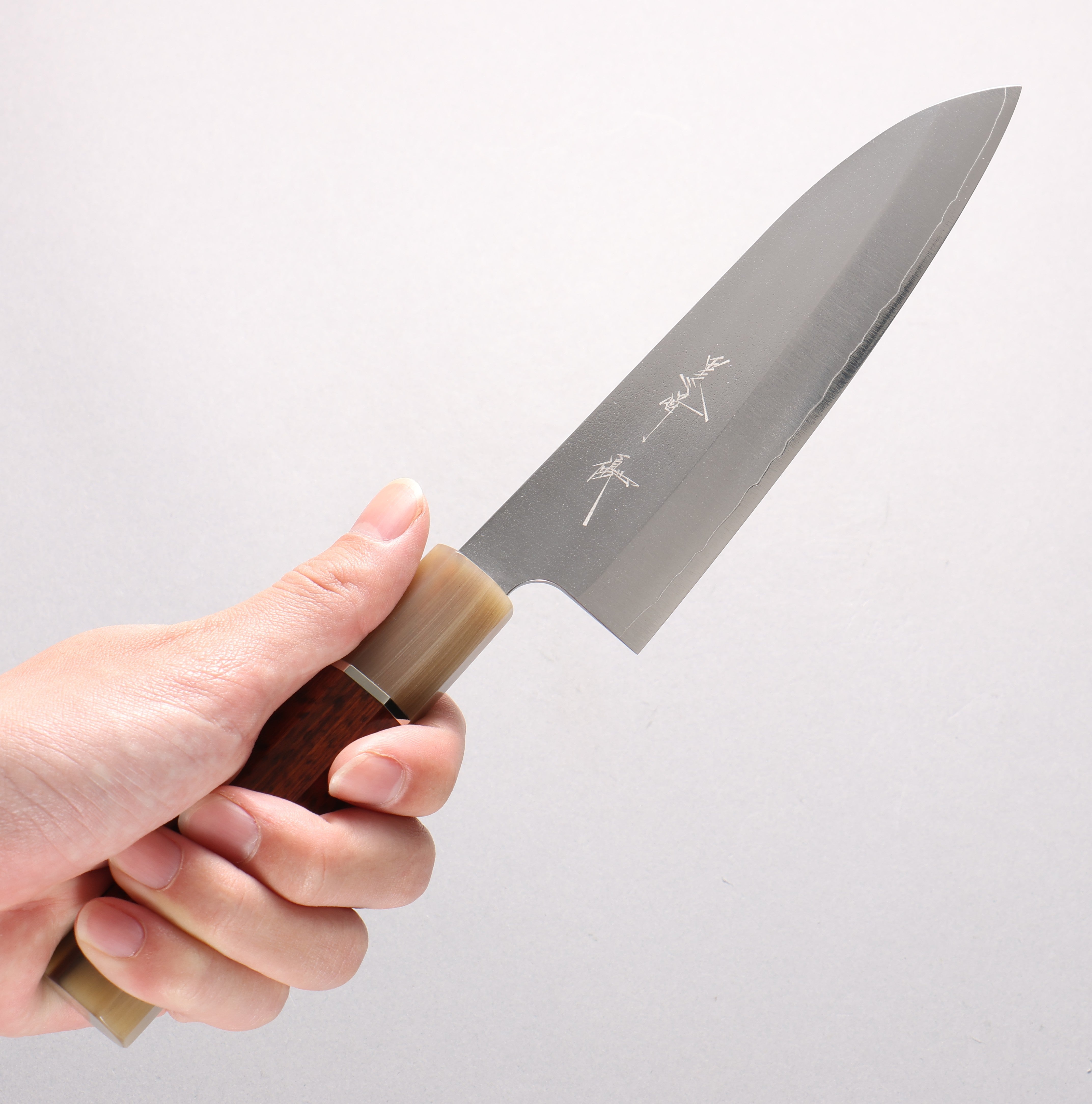 Yu Kurosaki New Gekko VG-XEOS Small Santoku 150mm Snakewood (with Double Marble Horns) Handle - Seisuke Knife