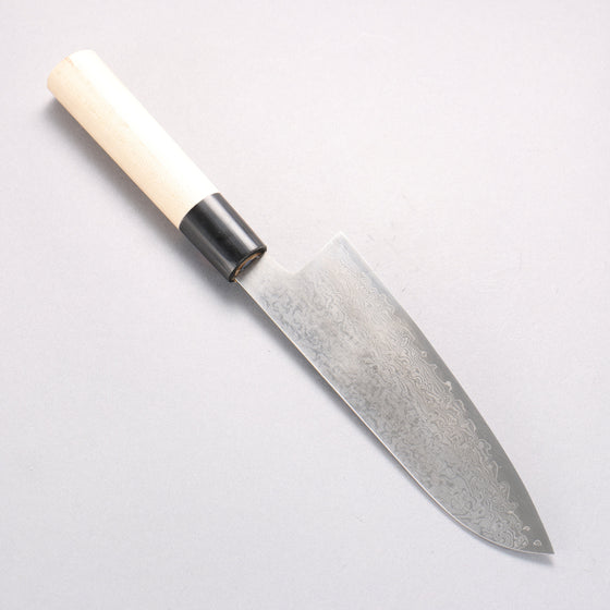 Shigeki Tanaka VG10 17 Layer Damascus Santoku 165mm Magnolia (Ferrule: Water Buffalo Horn) Handle