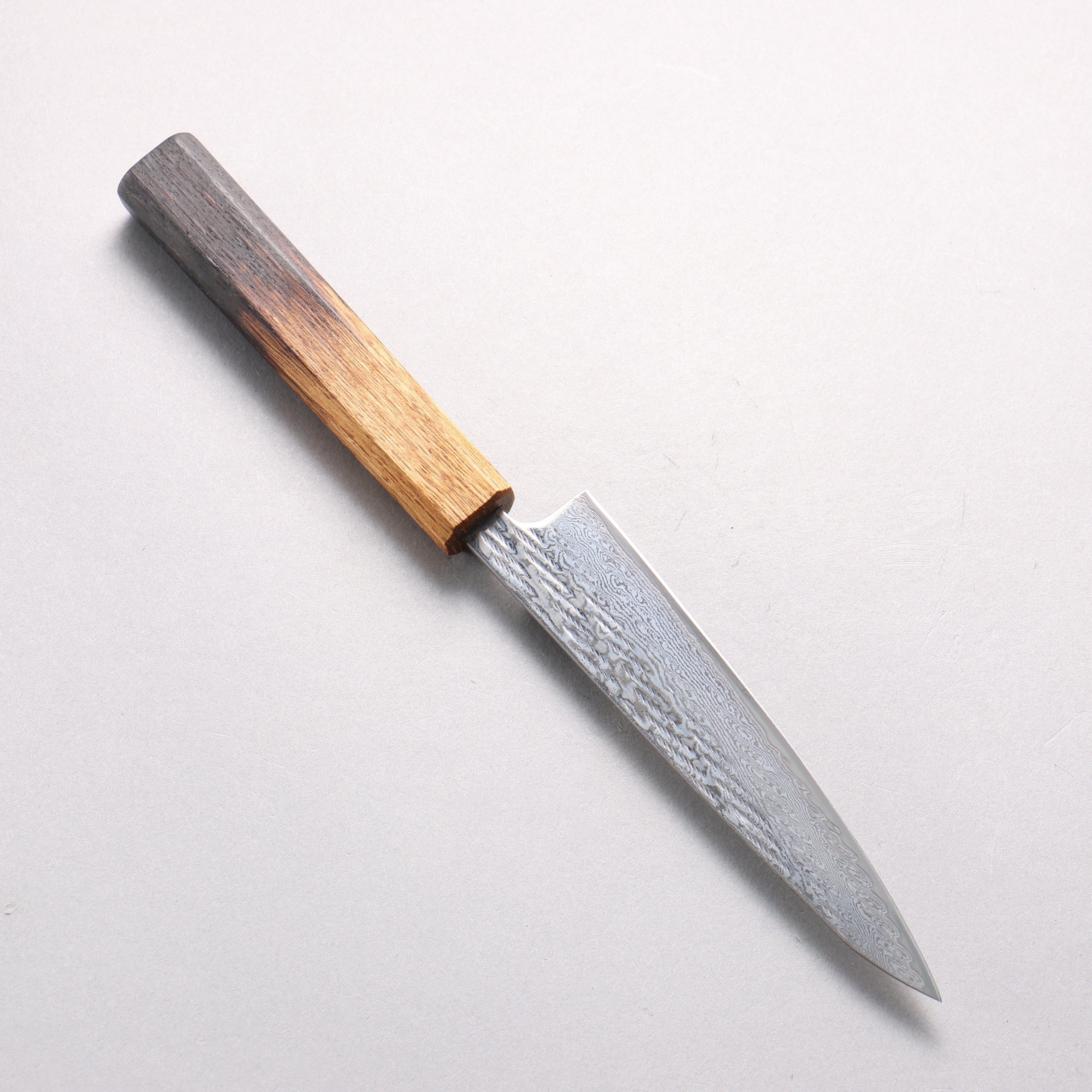 Seisuke AUS10 Hammered Damascus Rope Pattern Petty-Utility 135mm Burnt Oak Handle - Seisuke Knife