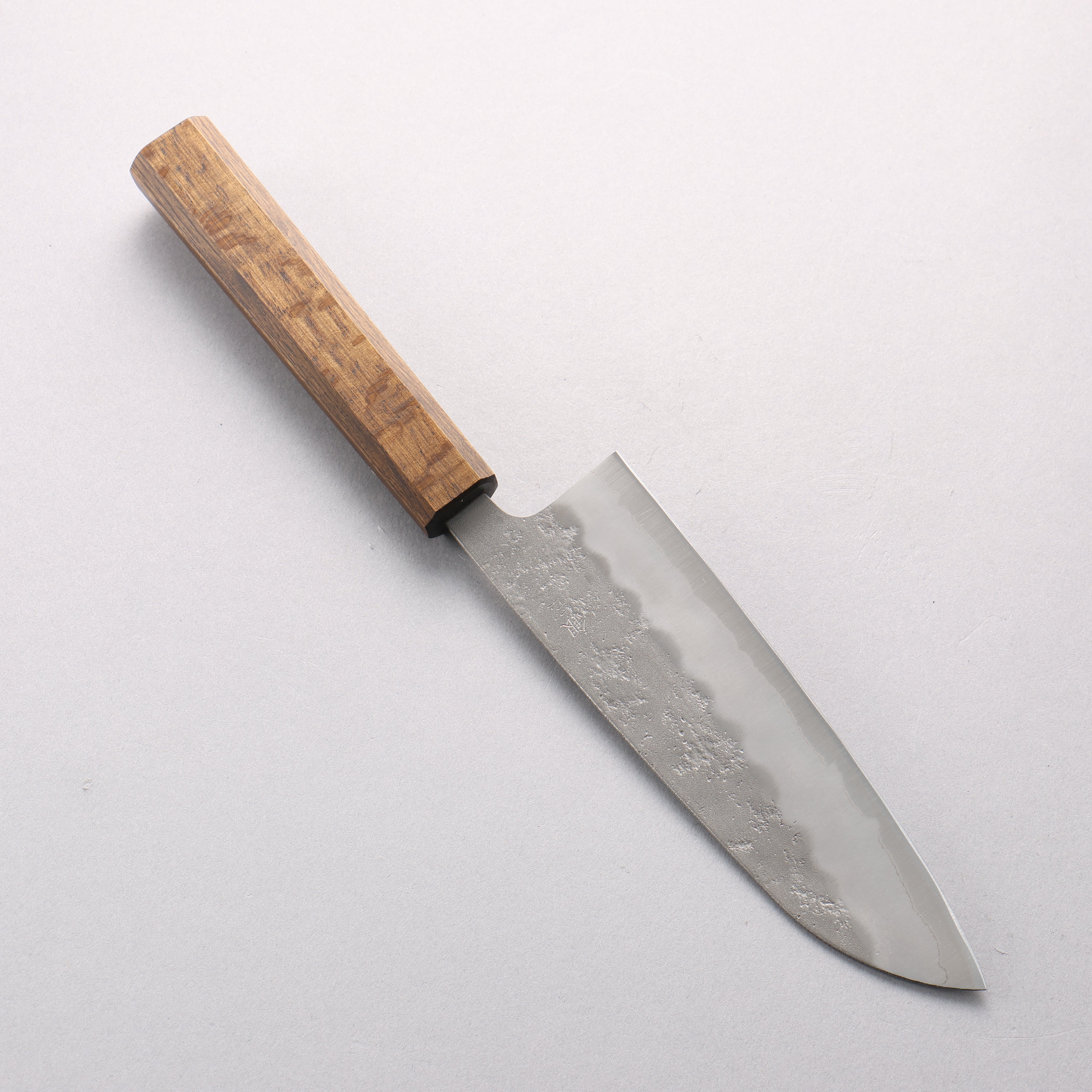 Oul Silver Steel No.3 Nashiji Santoku 165mm Baikoku Soot Black Oak Handle - Seisuke Knife