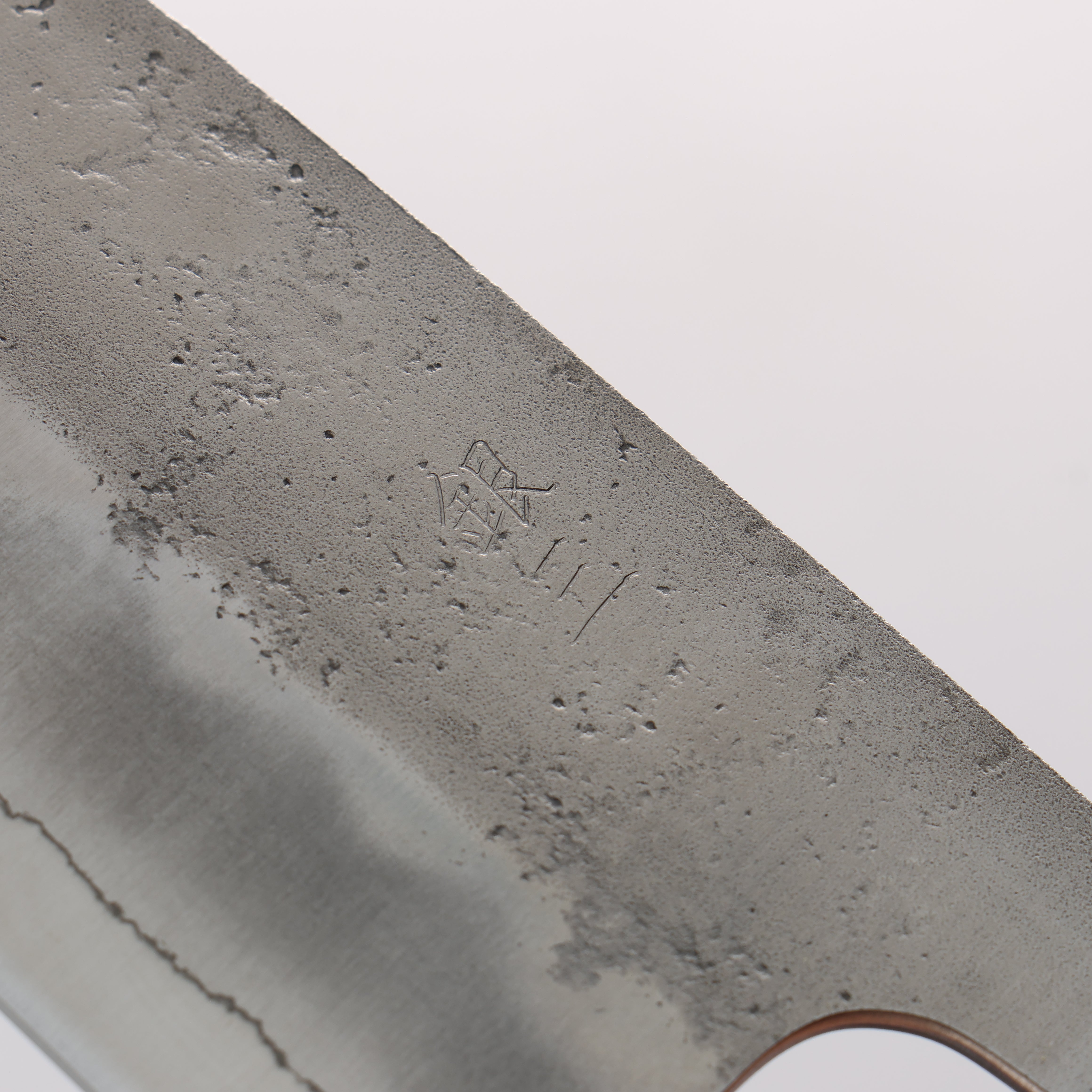 Oul Silver Steel No.3 Nashiji Santoku 165mm Baikoku Soot Black Oak Handle - Seisuke Knife