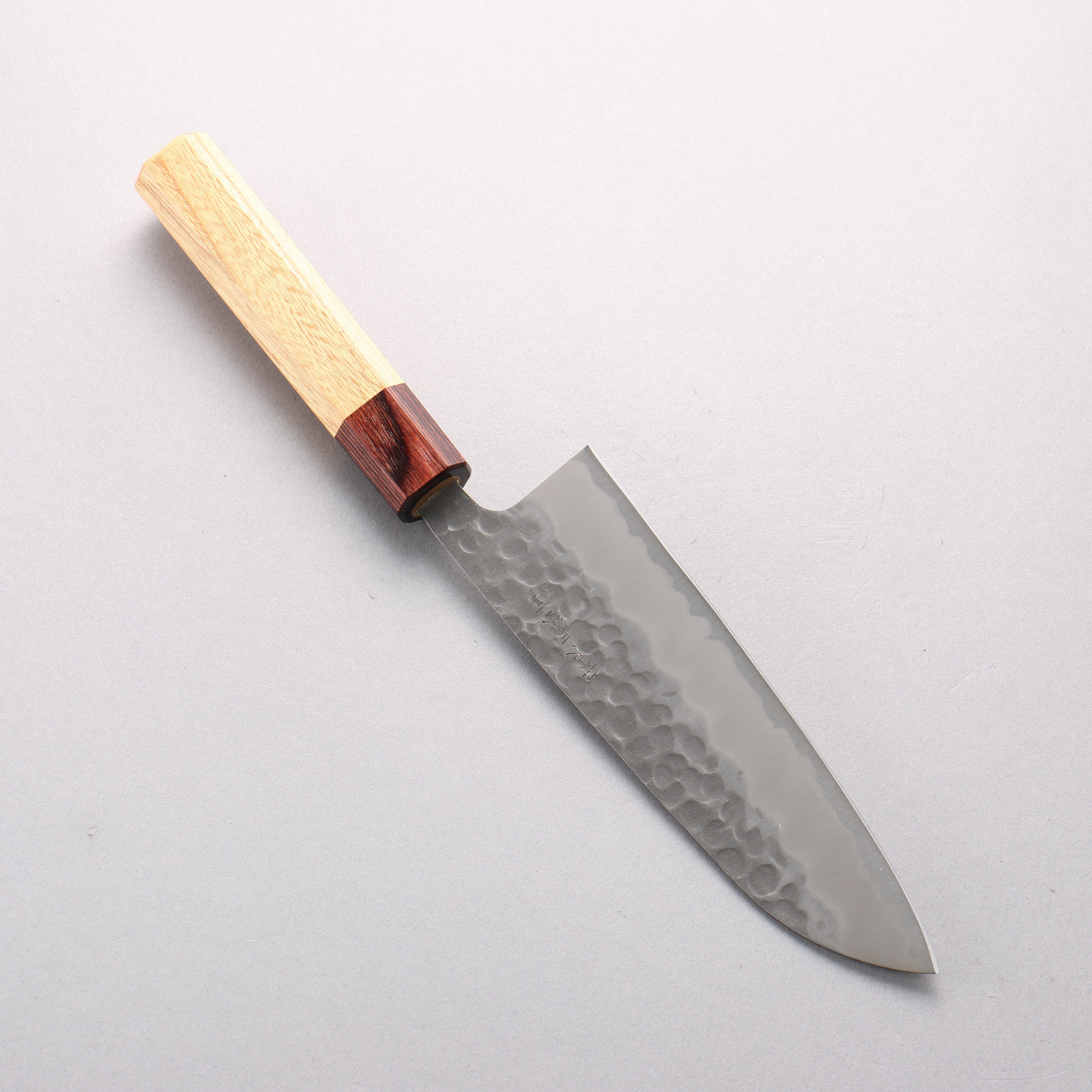 Oul White Steel No.2 Hammered Santoku 165mm Keyaki Elm Handle - Seisuke Knife