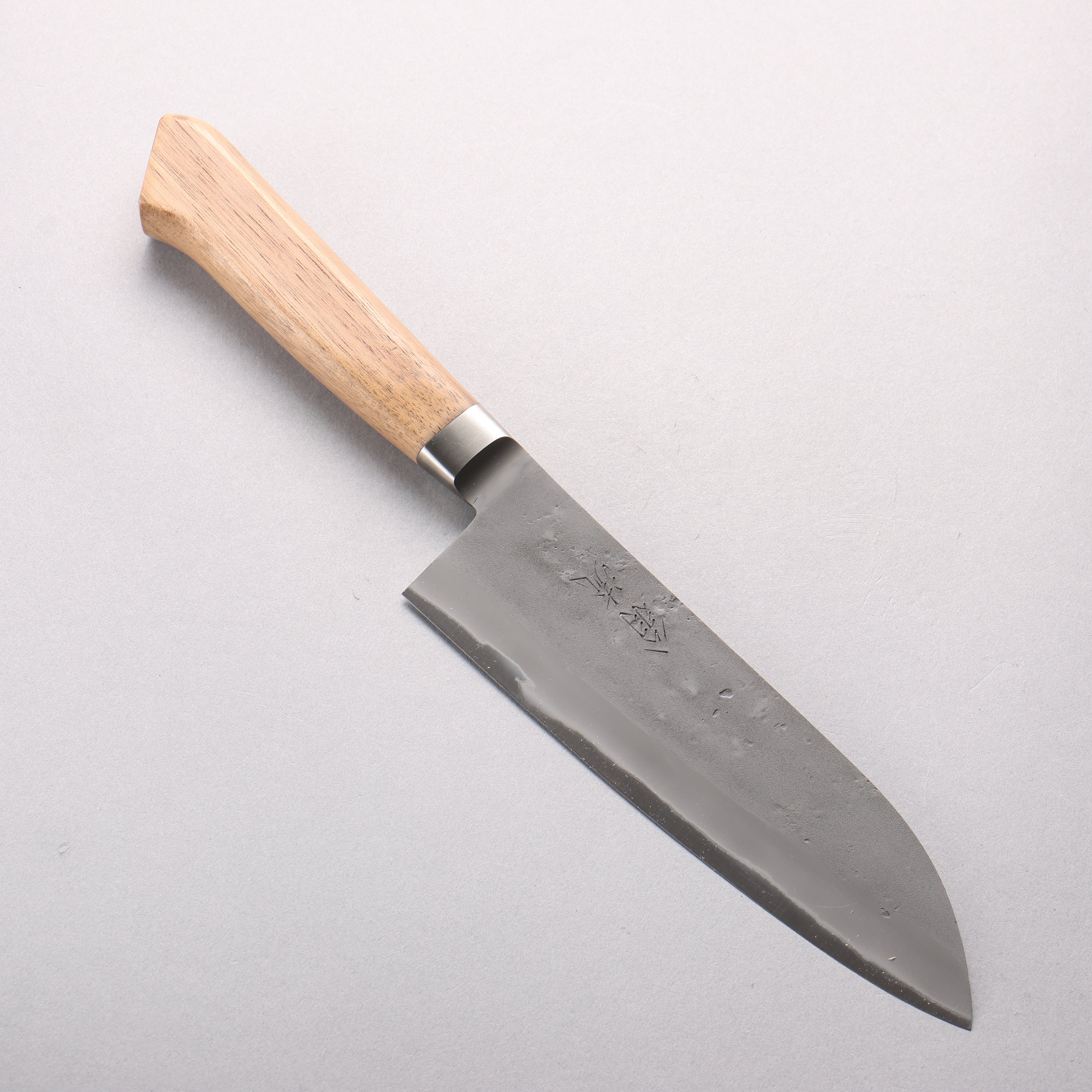 Oul Blue Steel Nashiji Santoku 170mm Walnut Handle - Seisuke Knife