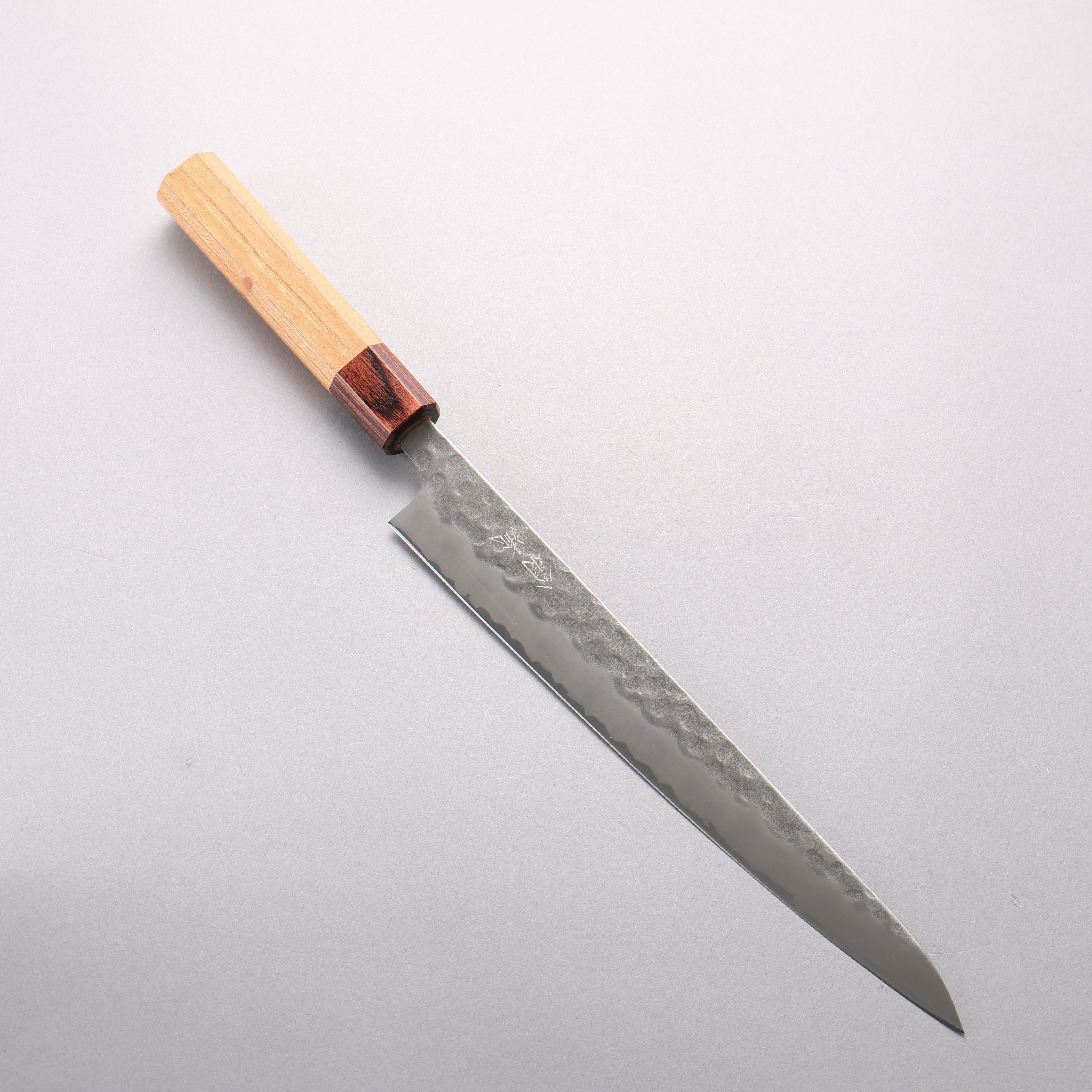 Oul White Steel No.2 Hammered Sujihiki 240mm Keyaki Elm Handle - Seisuke Knife