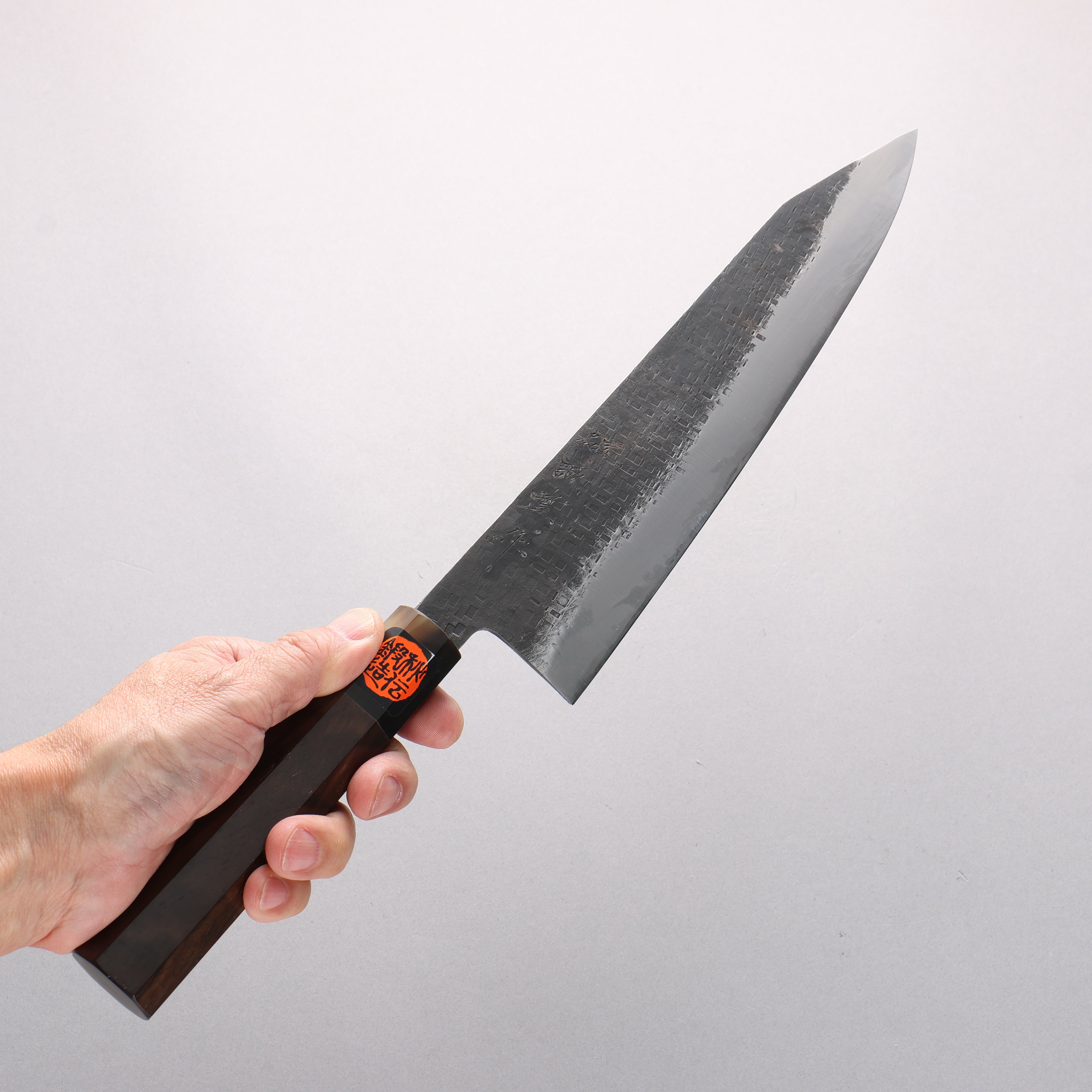 Shigeki Tanaka TEKKA Blue Steel No.2 Kurouchi Hammered Kiritsuke Gyuto 240mm Walnut Handle - Seisuke Knife