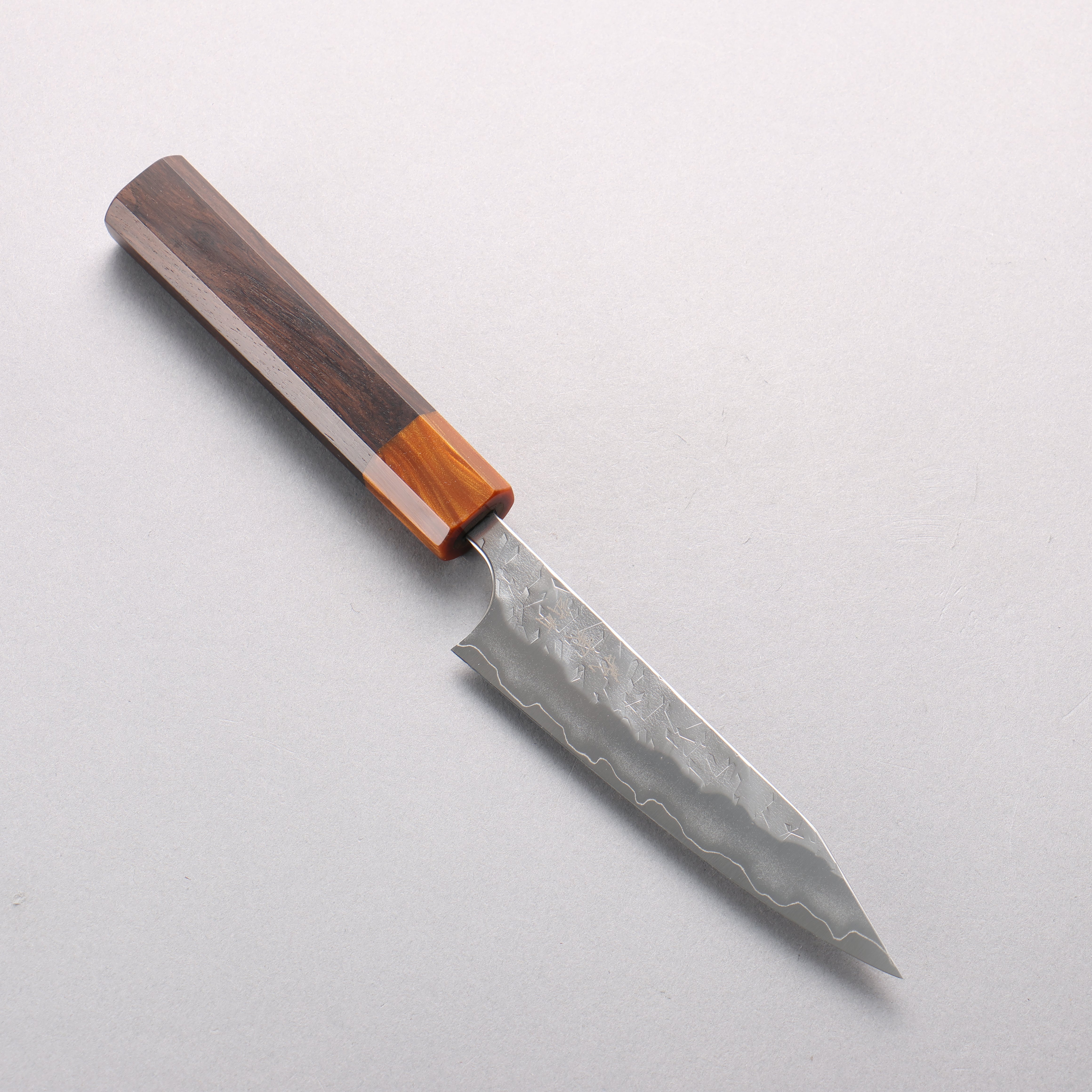 Yoshimi Kato Hyo SG2 Hammered Kiritsuke Petty-Utility 120mm Ebony (ferrule: Orange Resin) Handle - Seisuke Knife