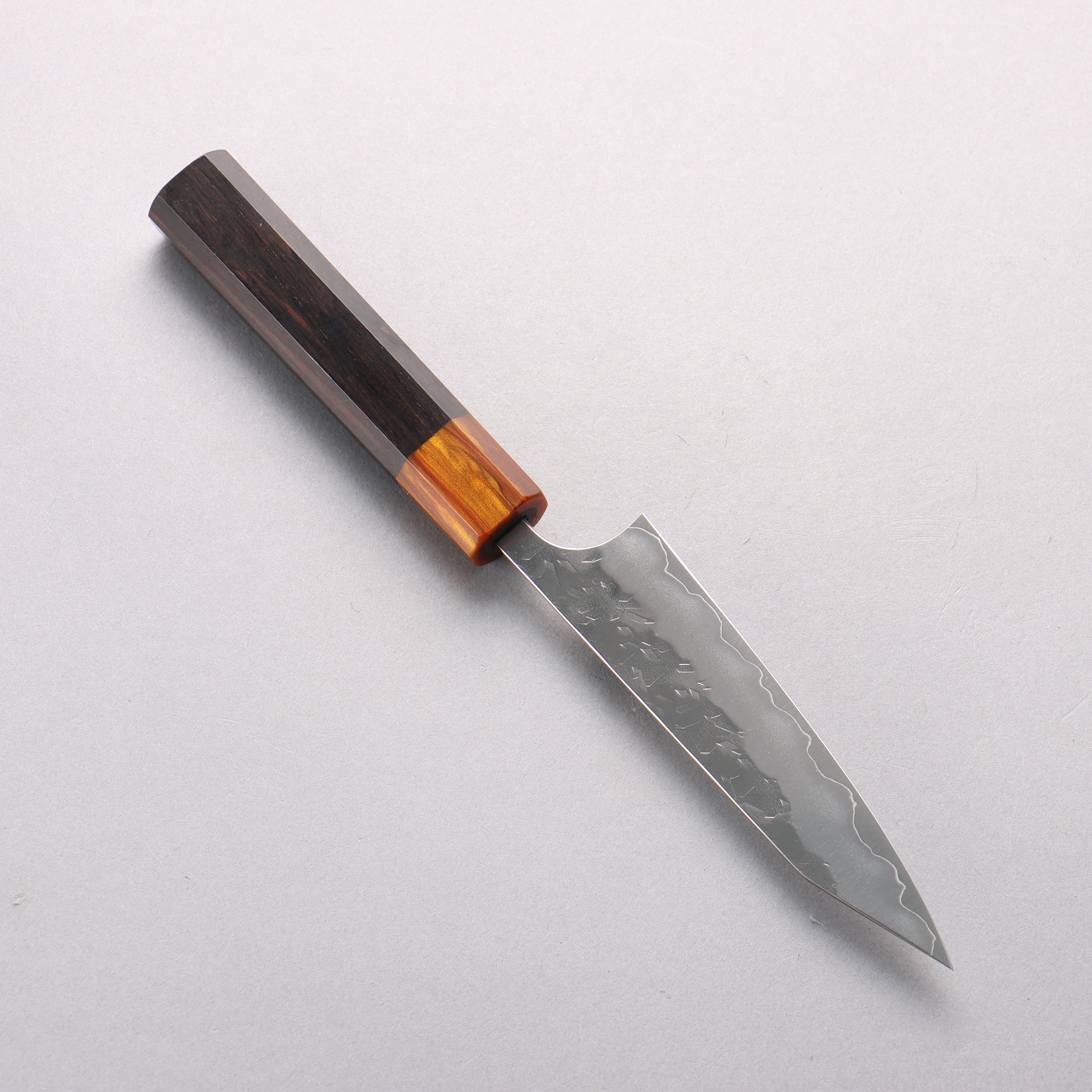 Yoshimi Kato Hyo SG2 Hammered Kiritsuke Petty-Utility 120mm Ebony (ferrule: Orange Resin) Handle - Seisuke Knife