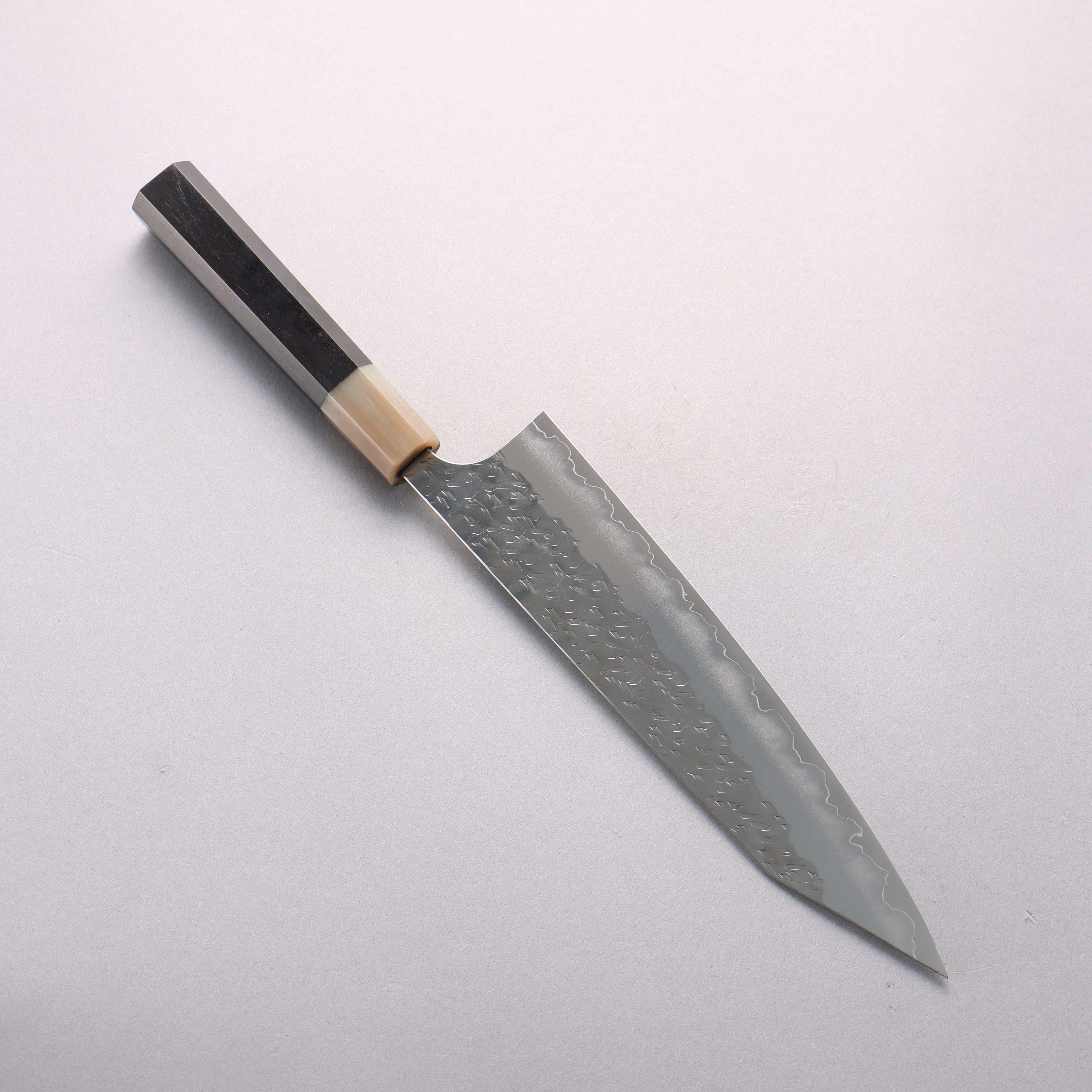 Yoshimi Kato Hyo SG2 Hammered Kiritsuke Gyuto 210mm Ebony Wood & White Horn Handle - Seisuke Knife