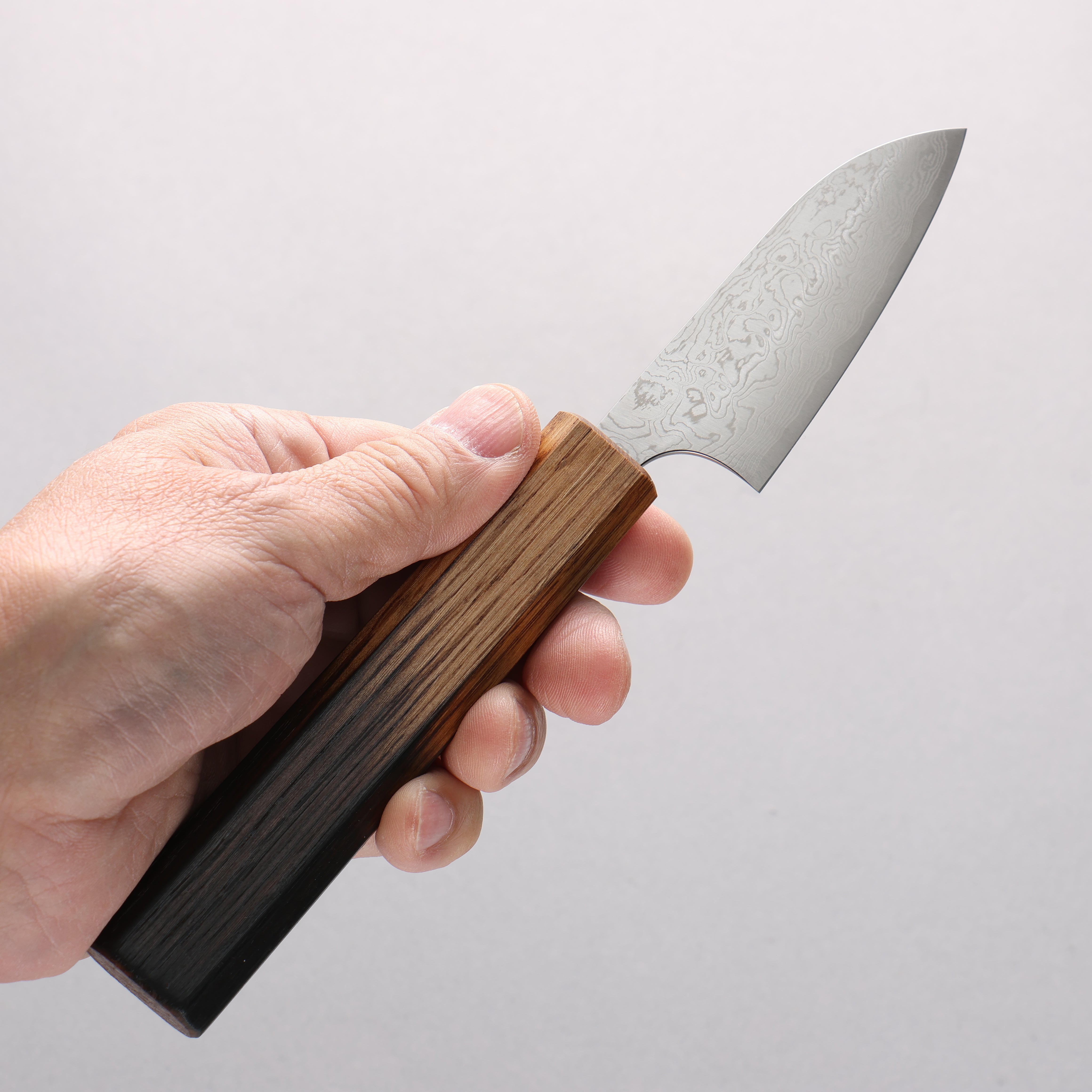 Anryu VG10 Migaki Damascus Paring 75mm Burnt Oak Handle - Seisuke Knife