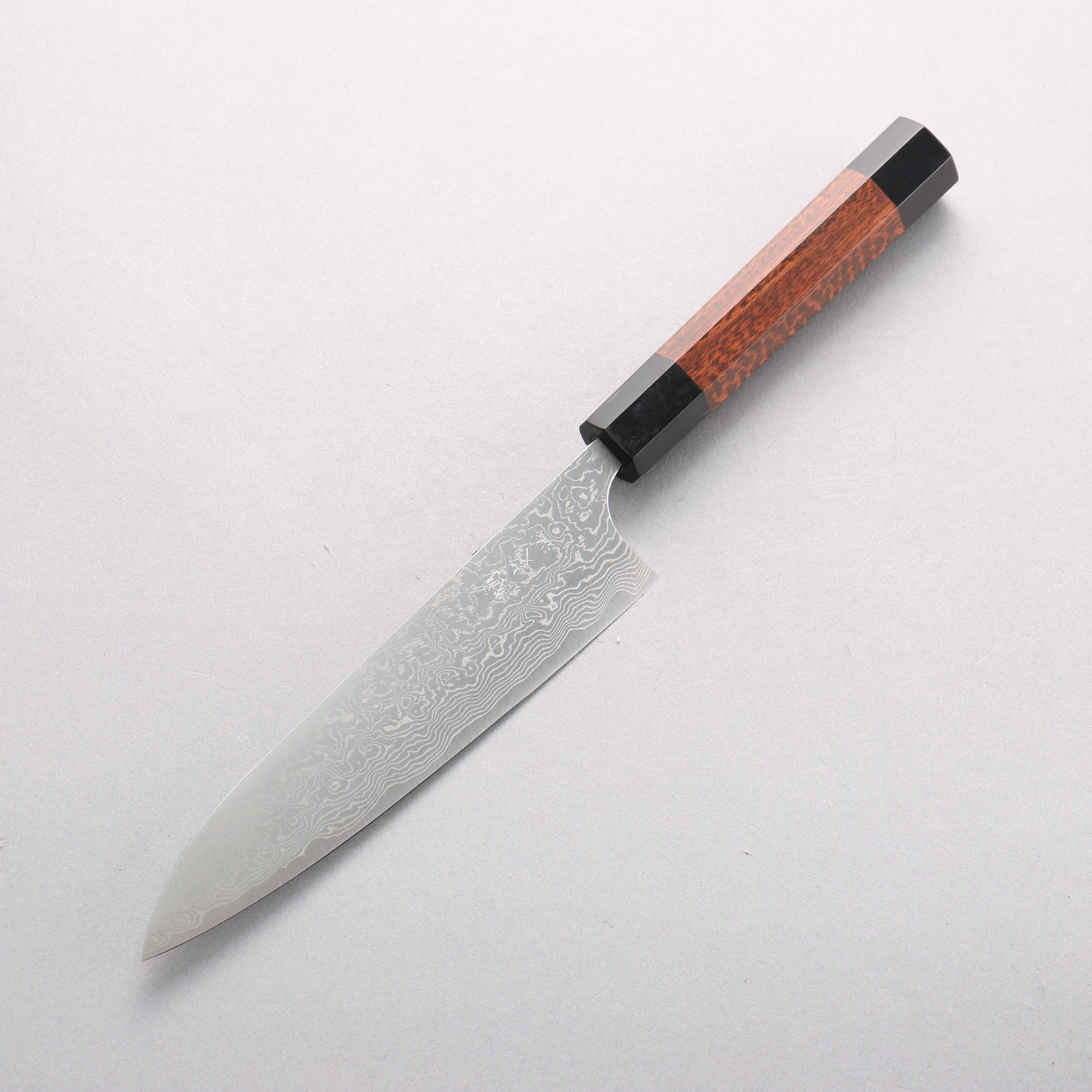 Anryu VG10 Migaki Finished Damascus Petty-Utility 150mm Snakewood (with Double Black Horns) Handle - Seisuke Knife