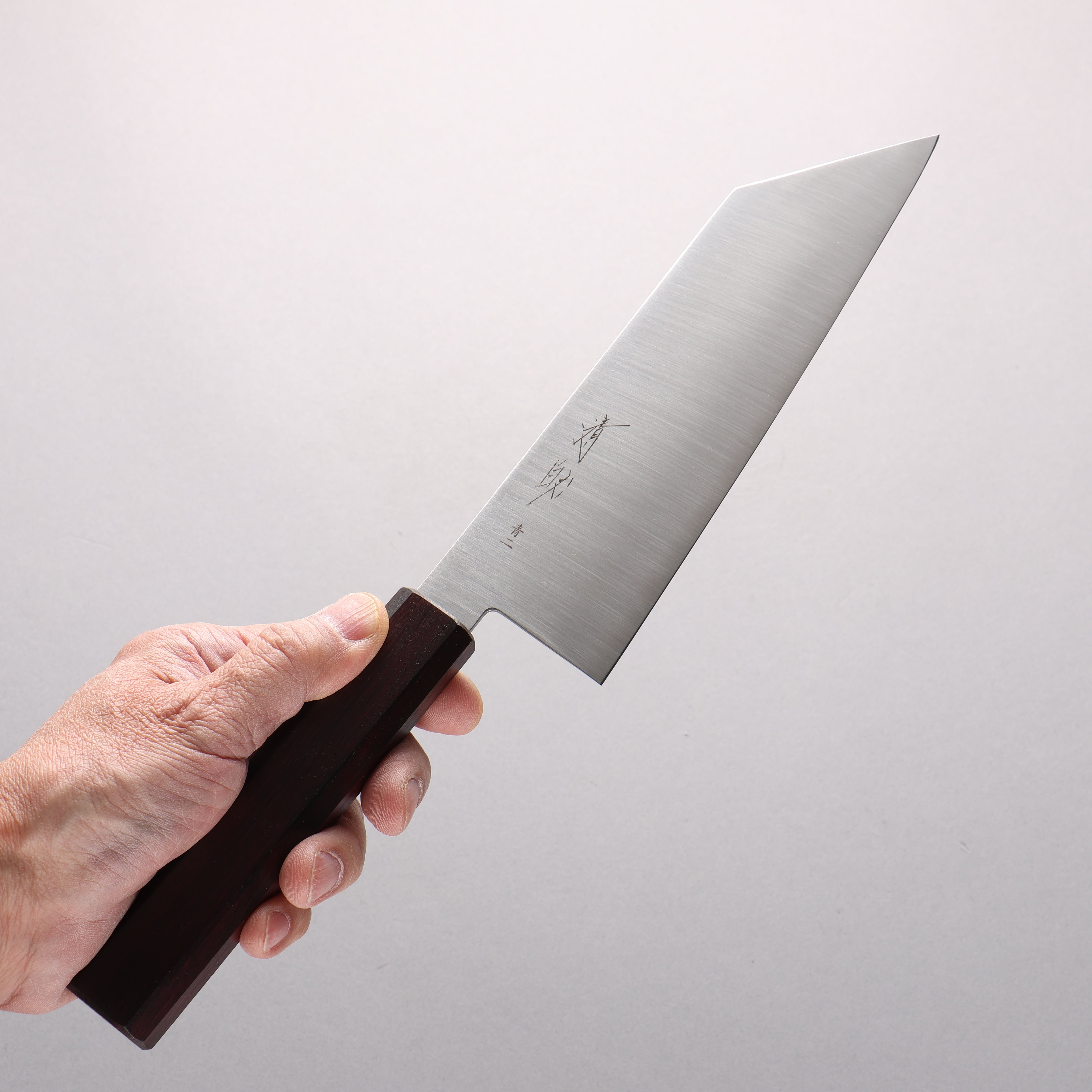 Seisuke Blue Steel No.2 Wide Kiritsuke Santoku 180mm Purple Dyed Oak Handle - Seisuke Knife