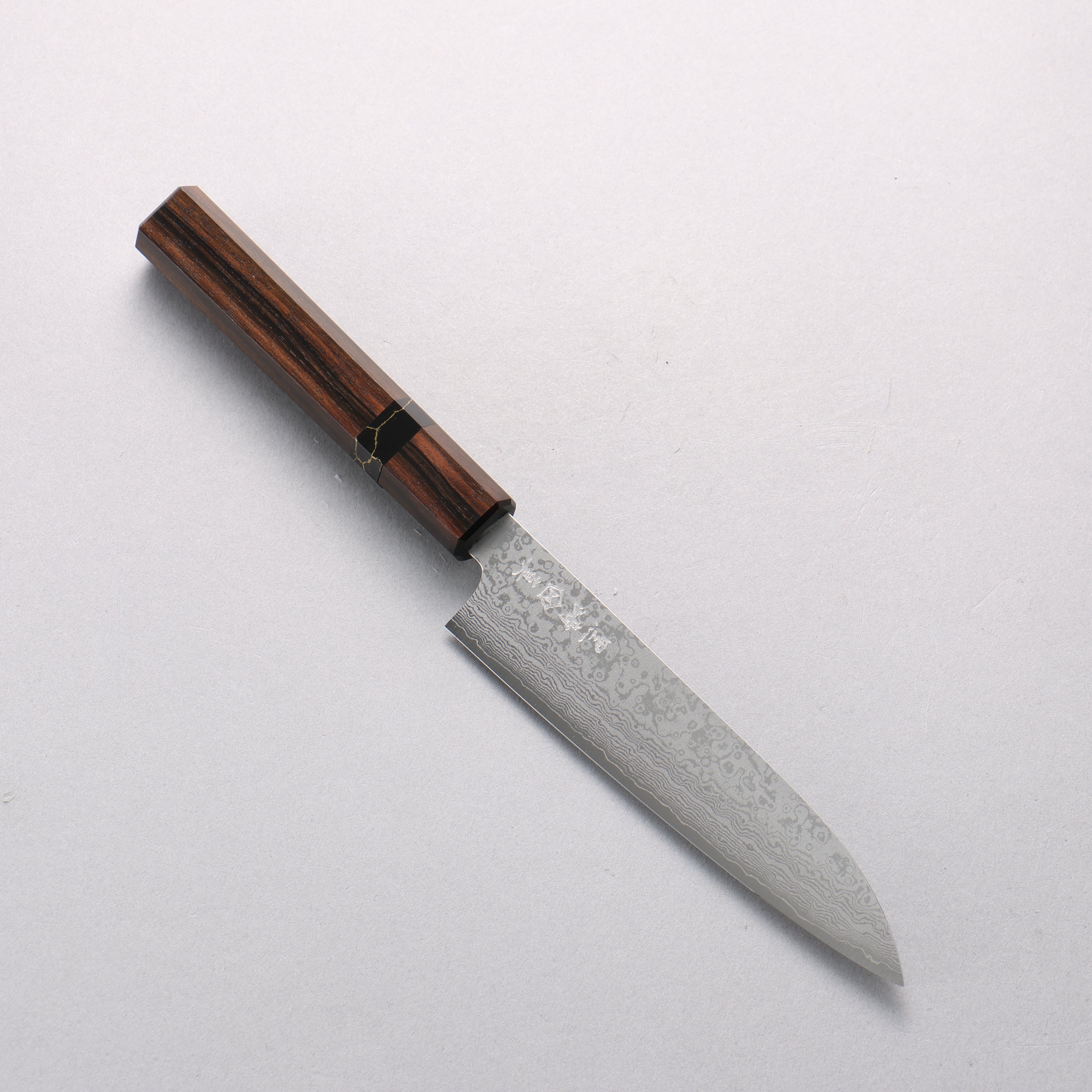 Makoto Kurosaki VG7 Damascus Petty-Utility 135mm Ebony Wood & Black Turquoise Ring Handle - Seisuke Knife