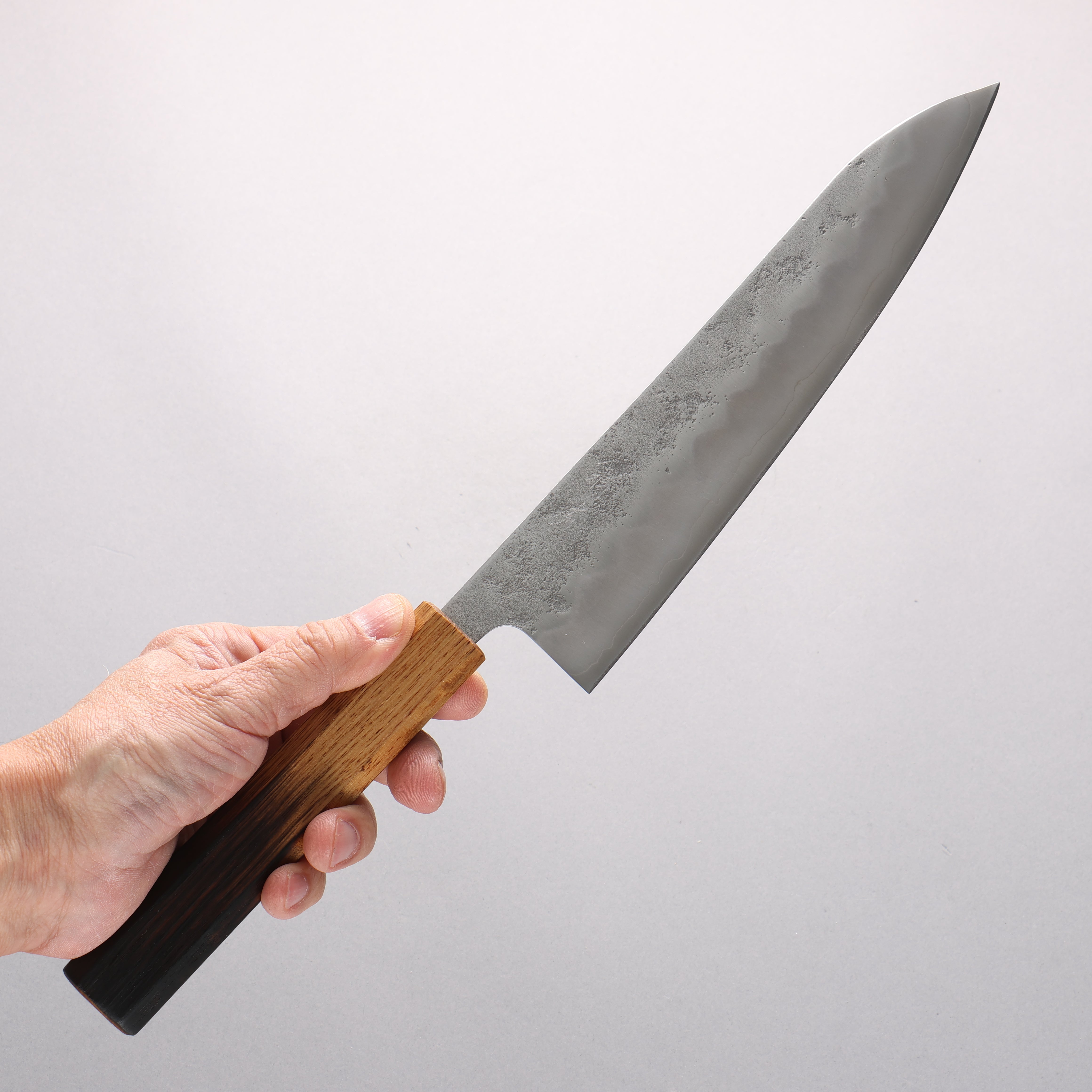 Oul Silver Steel No.3 Nashiji Gyuto 210mm Burnt Oak Handle - Seisuke Knife