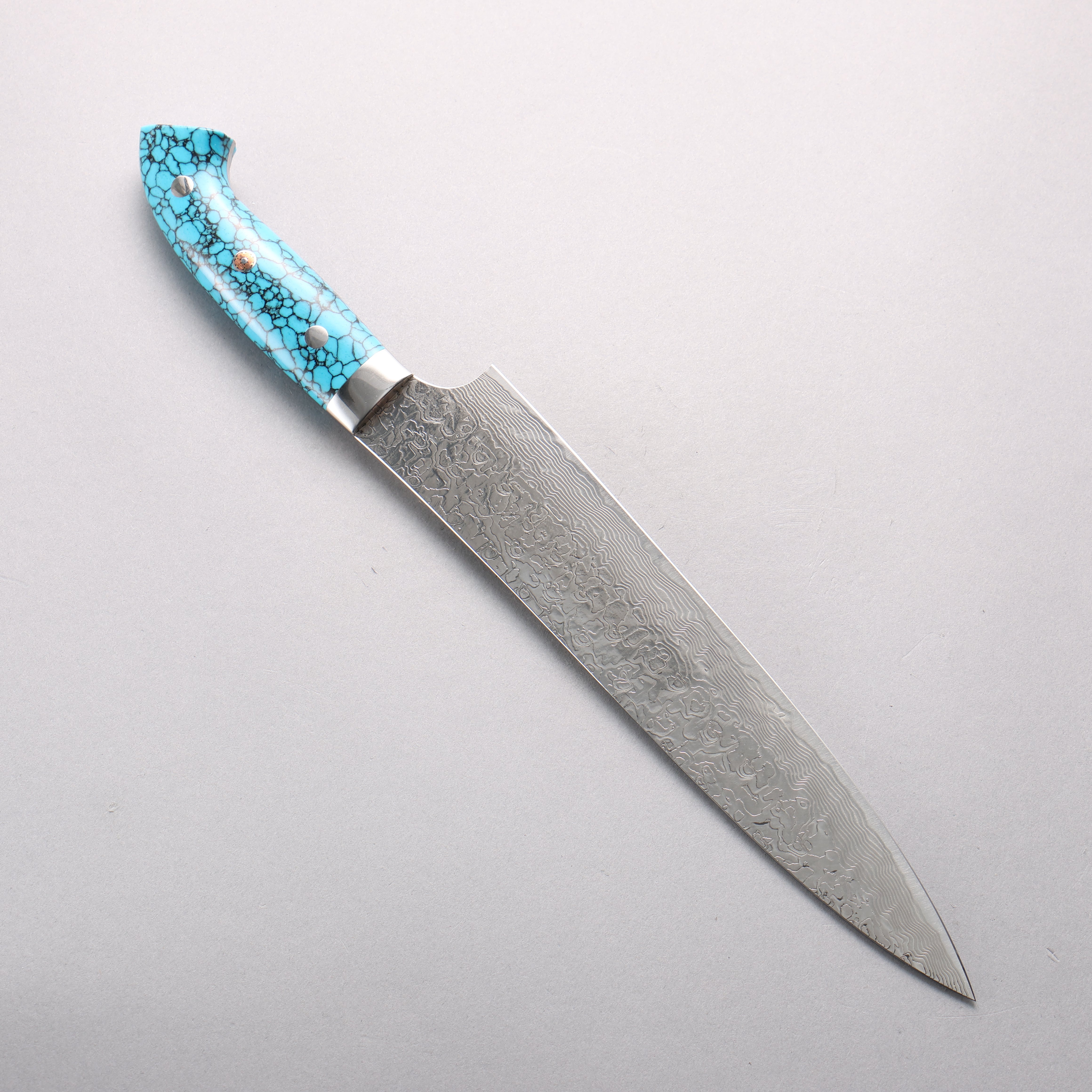 Takeshi Saji New Nomura Style SG2 Diamond Finish Damascus Sujihiki 240mm Turquoise Handle - Seisuke Knife