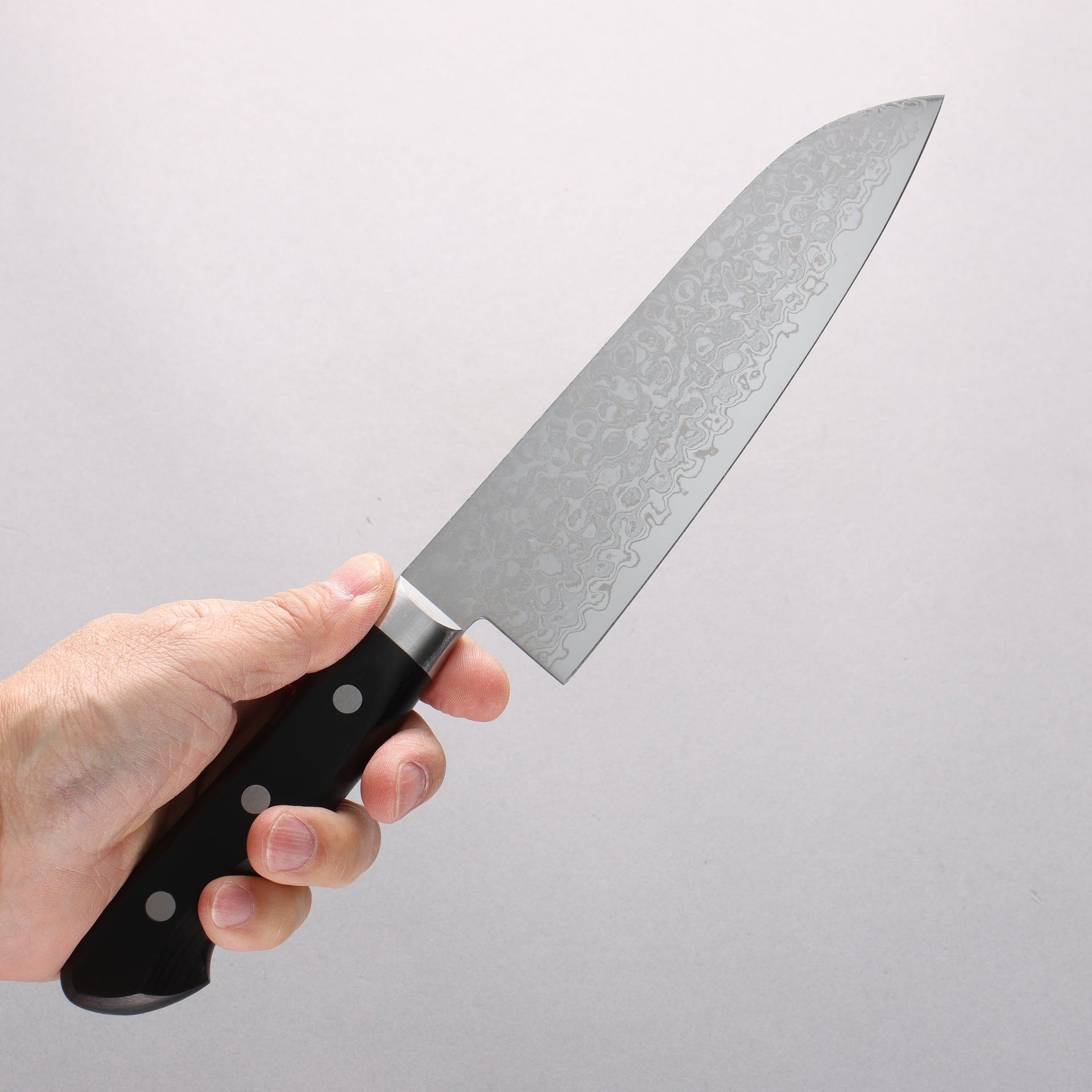 Seisuke AUS10 45 Layer Damascus Santoku 165mm Black Pakkawood Handle - Seisuke Knife