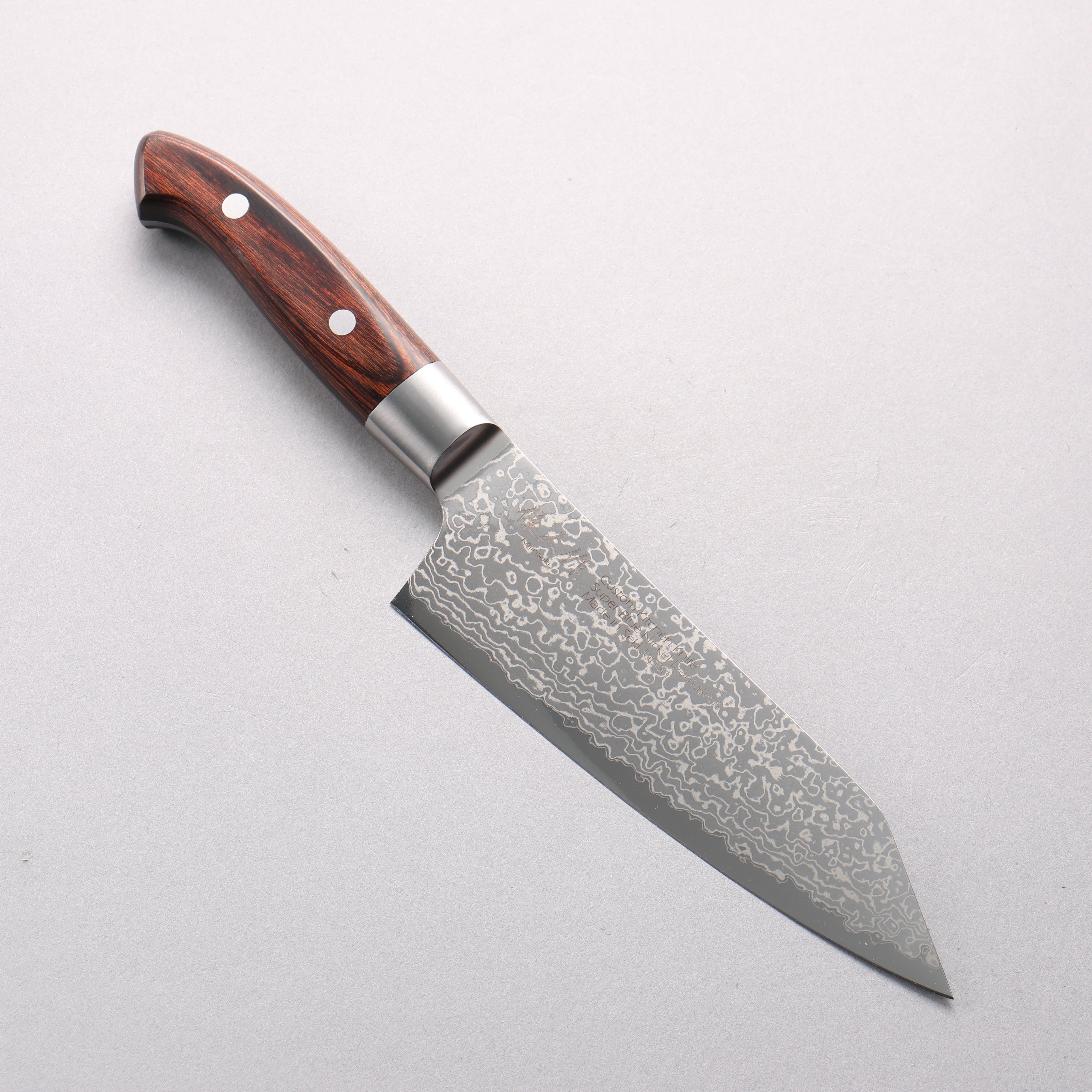 Kajin Blue Super Damascus Kiritsuke Santoku 180mm Mahogany Handle - Seisuke Knife
