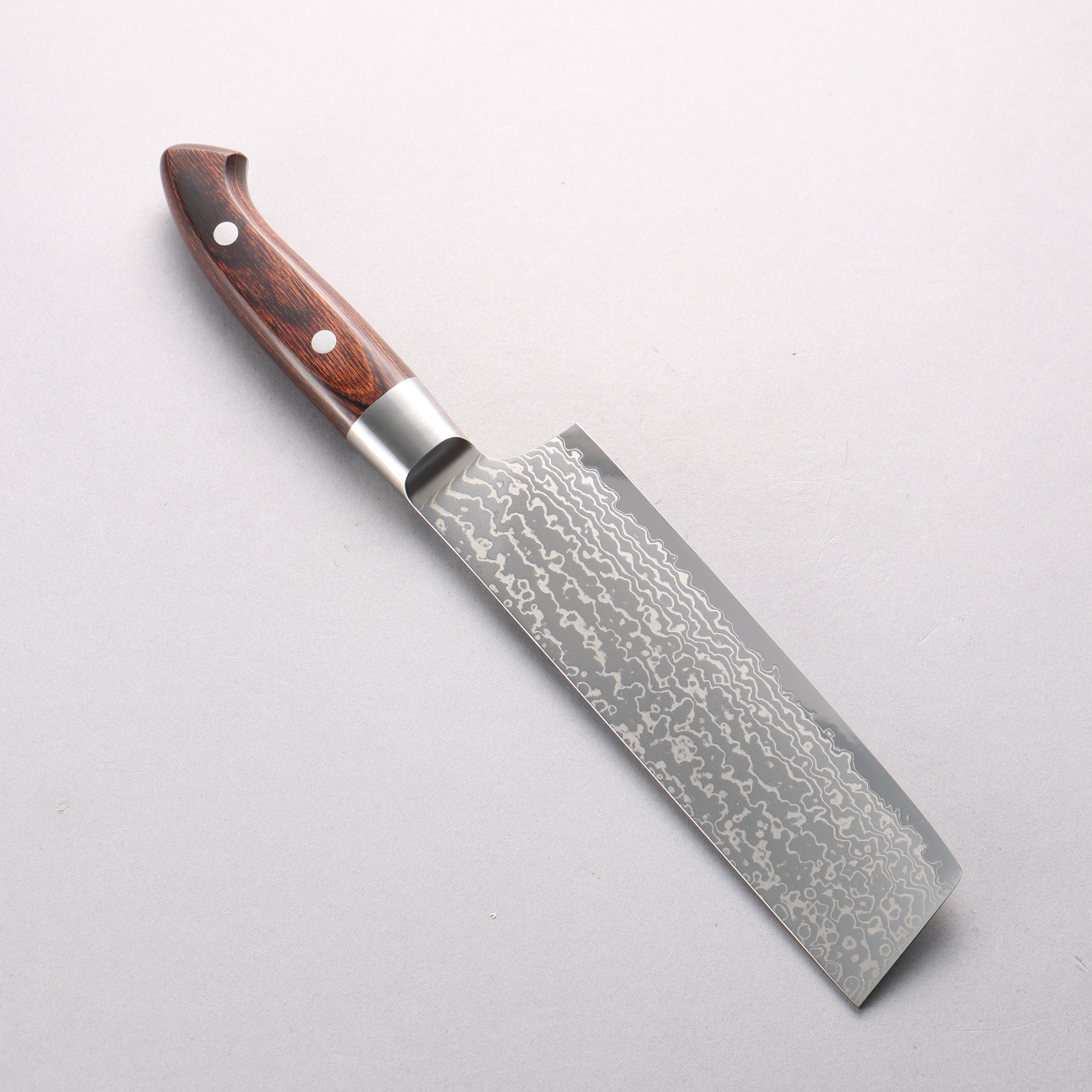 Kajin Blue Super Damascus Nakiri 175mm Mahogany Pakkawood Handle - Seisuke Knife
