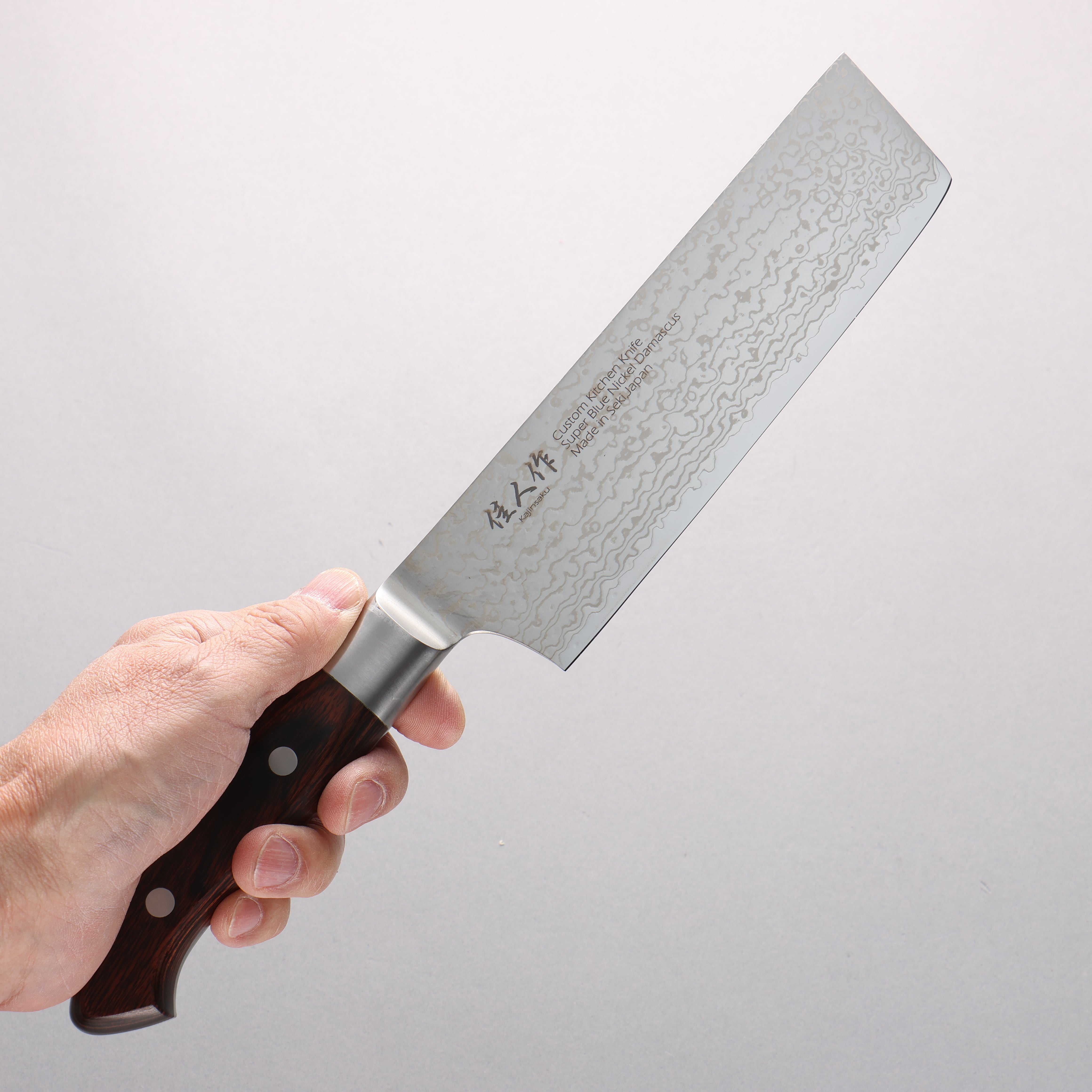 Kajin Blue Super Damascus Nakiri 175mm Mahogany Pakkawood Handle - Seisuke Knife