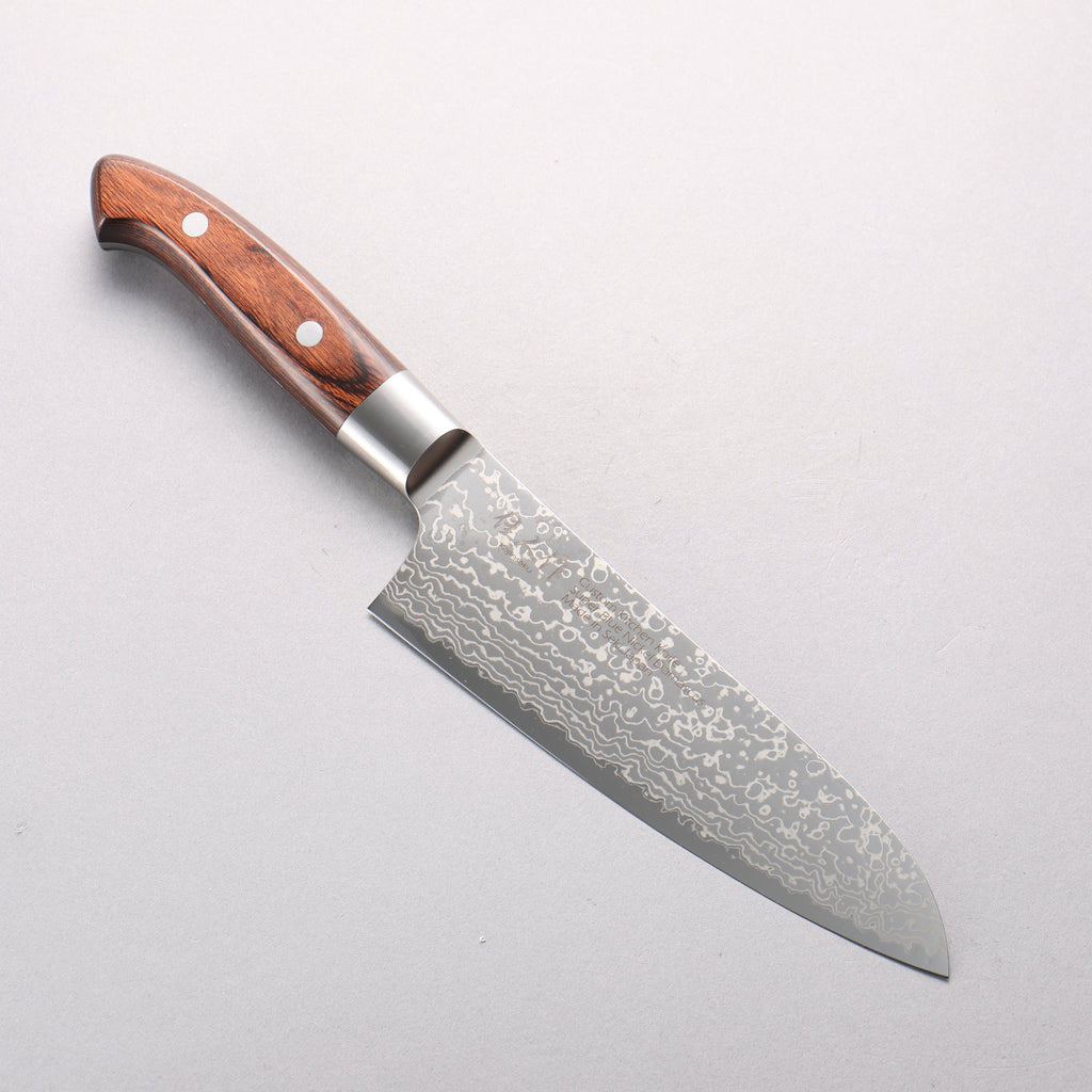 Kajin Blue Super Damascus Santoku 180mm Mahogany Handle