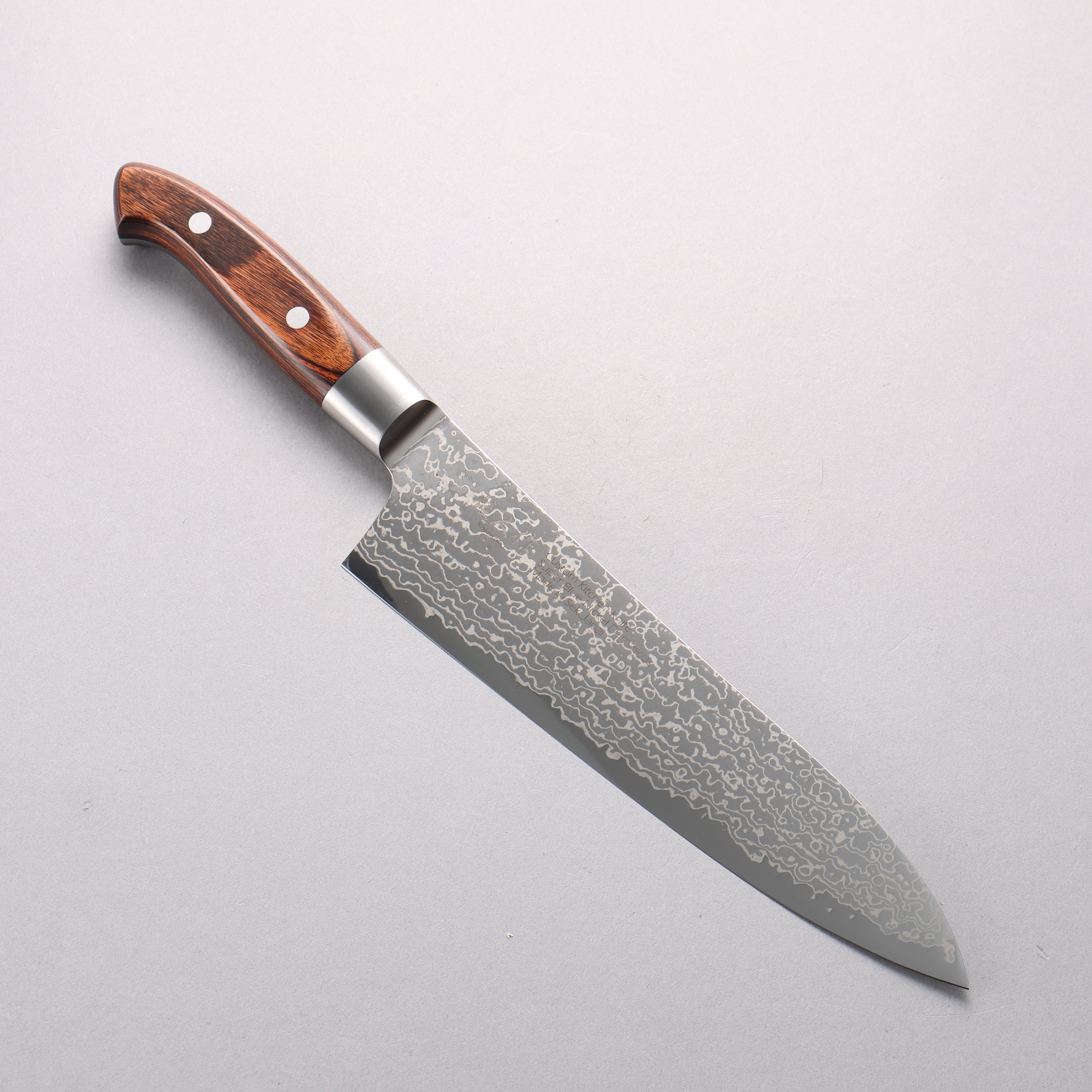 Kajin Blue Super Damascus Gyuto 210mm Mahogany Handle - Seisuke Knife