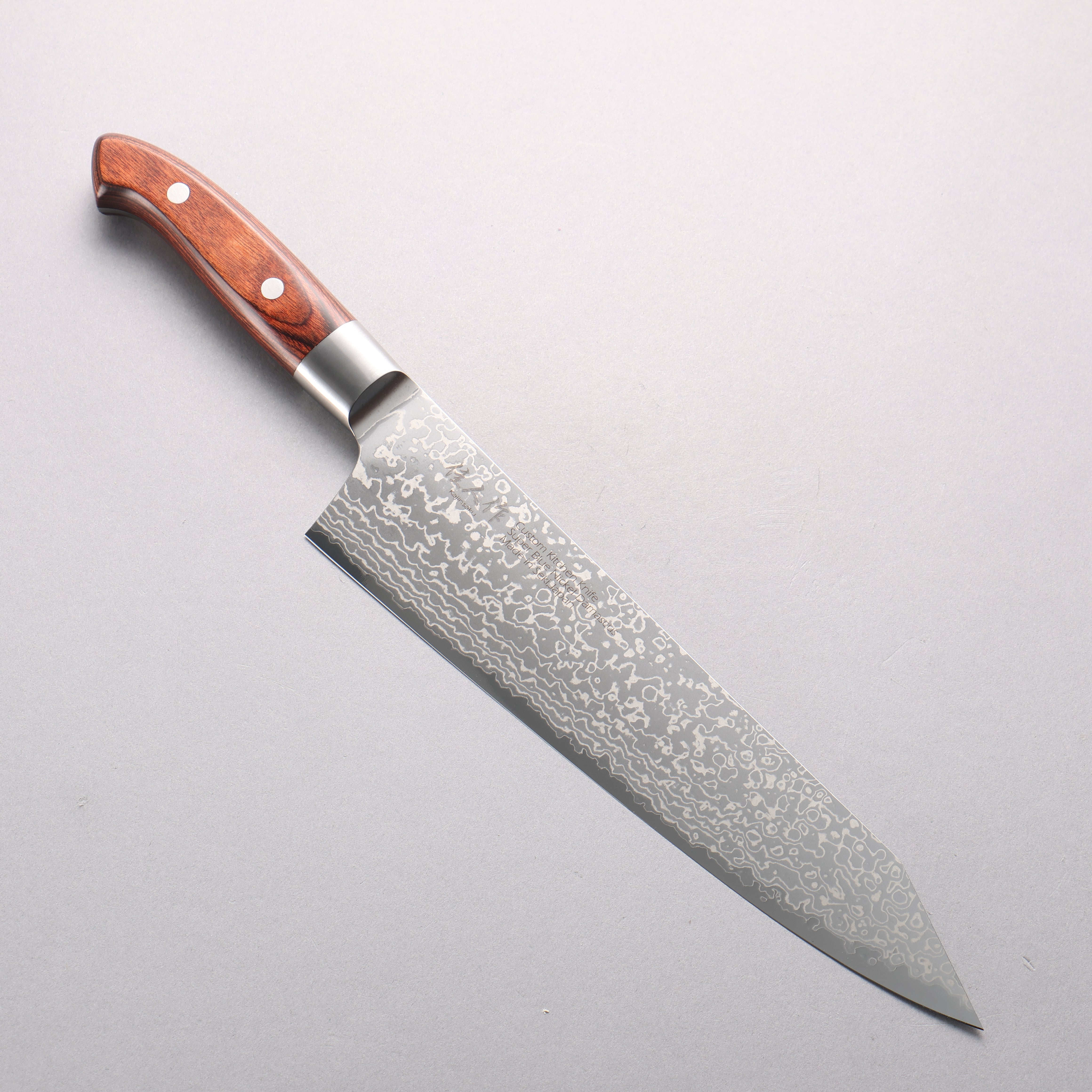 Kajin Blue Super Damascus Kiritsuke Gyuto 240mm Mahogany Handle - Seisuke Knife