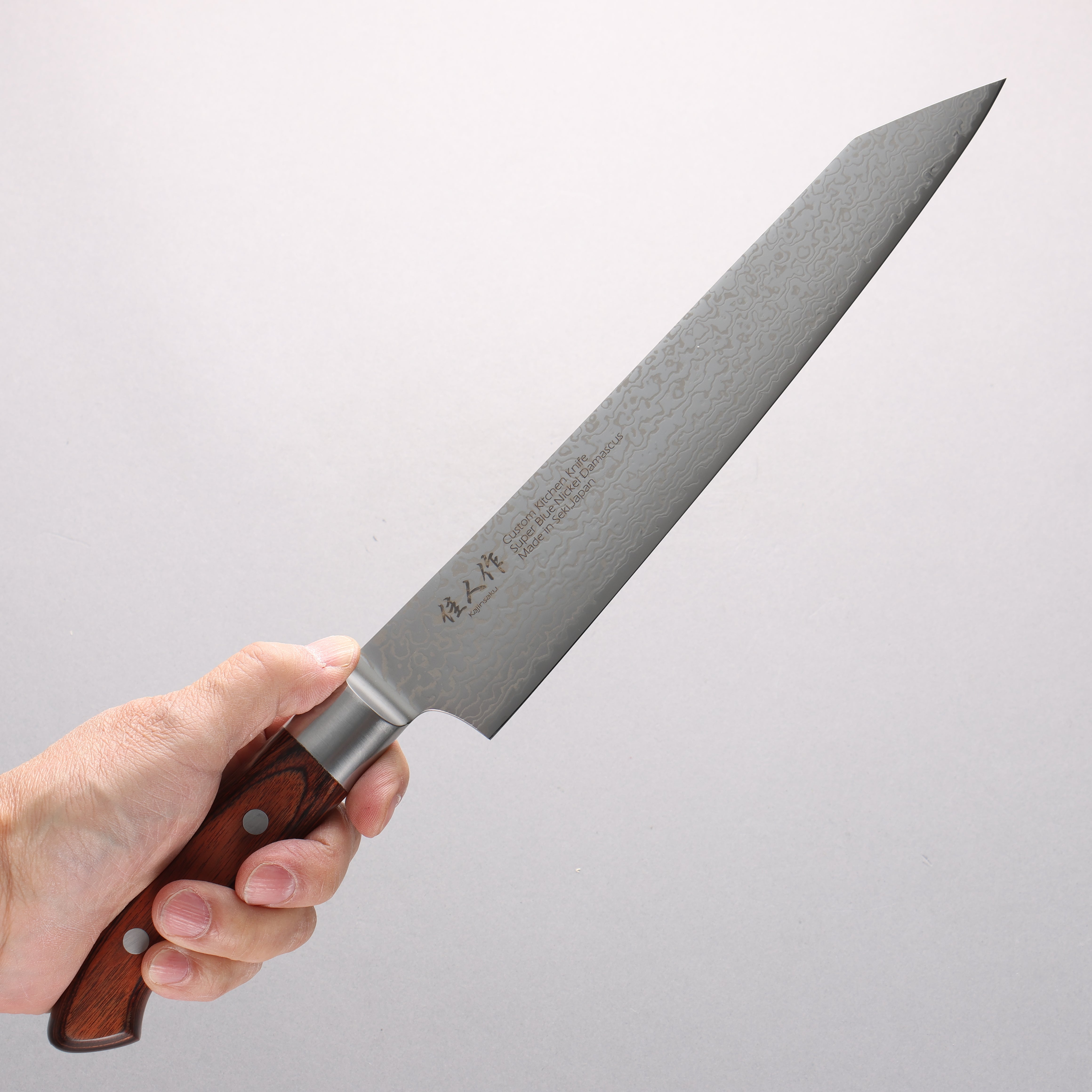 Kajin Blue Super Damascus Kiritsuke Sujihiki 240mm Mahogany Handle - Seisuke Knife