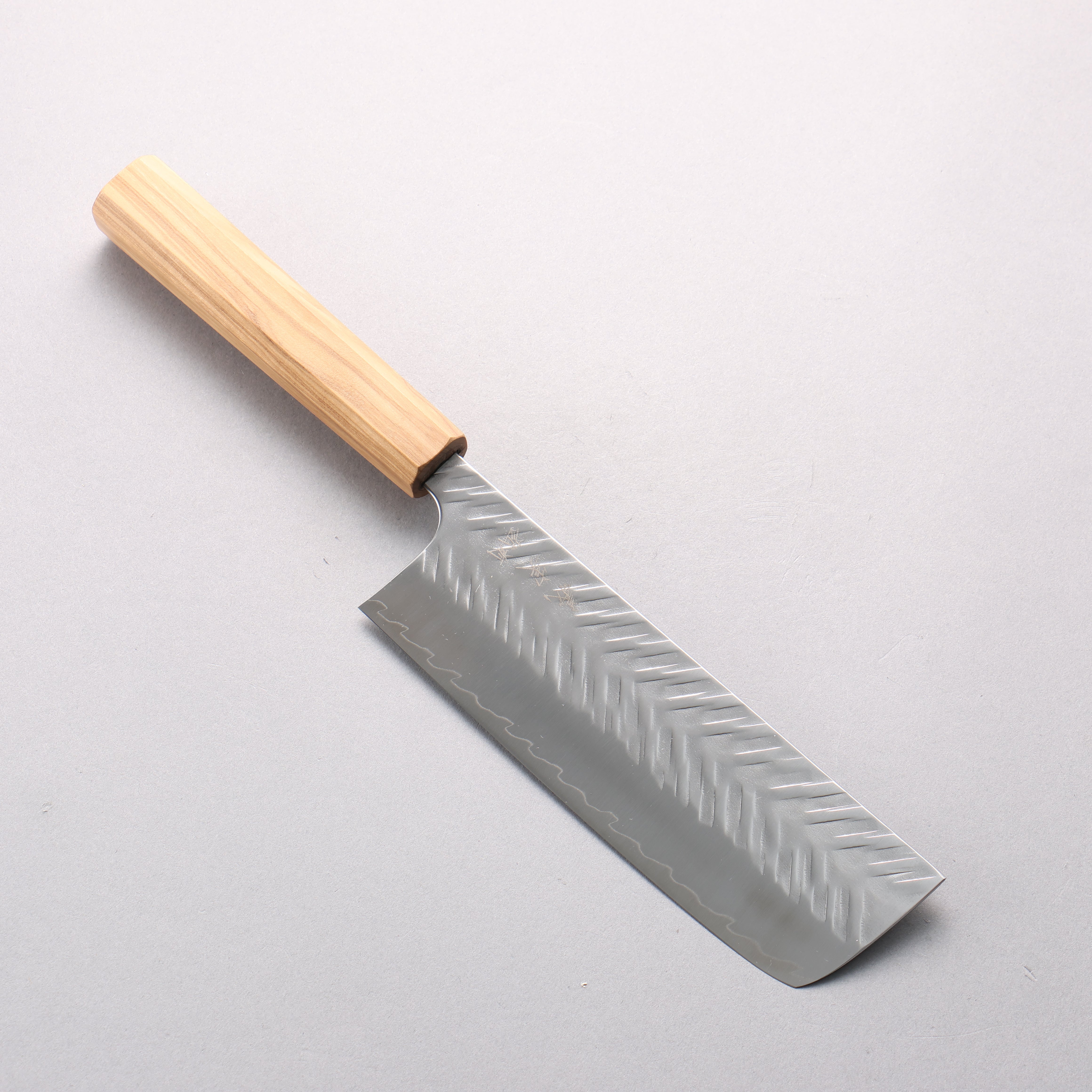Yoshimi Kato SPG STRIX V-Hammered Nakiri 165mm Olive Wood Handle - Seisuke Knife