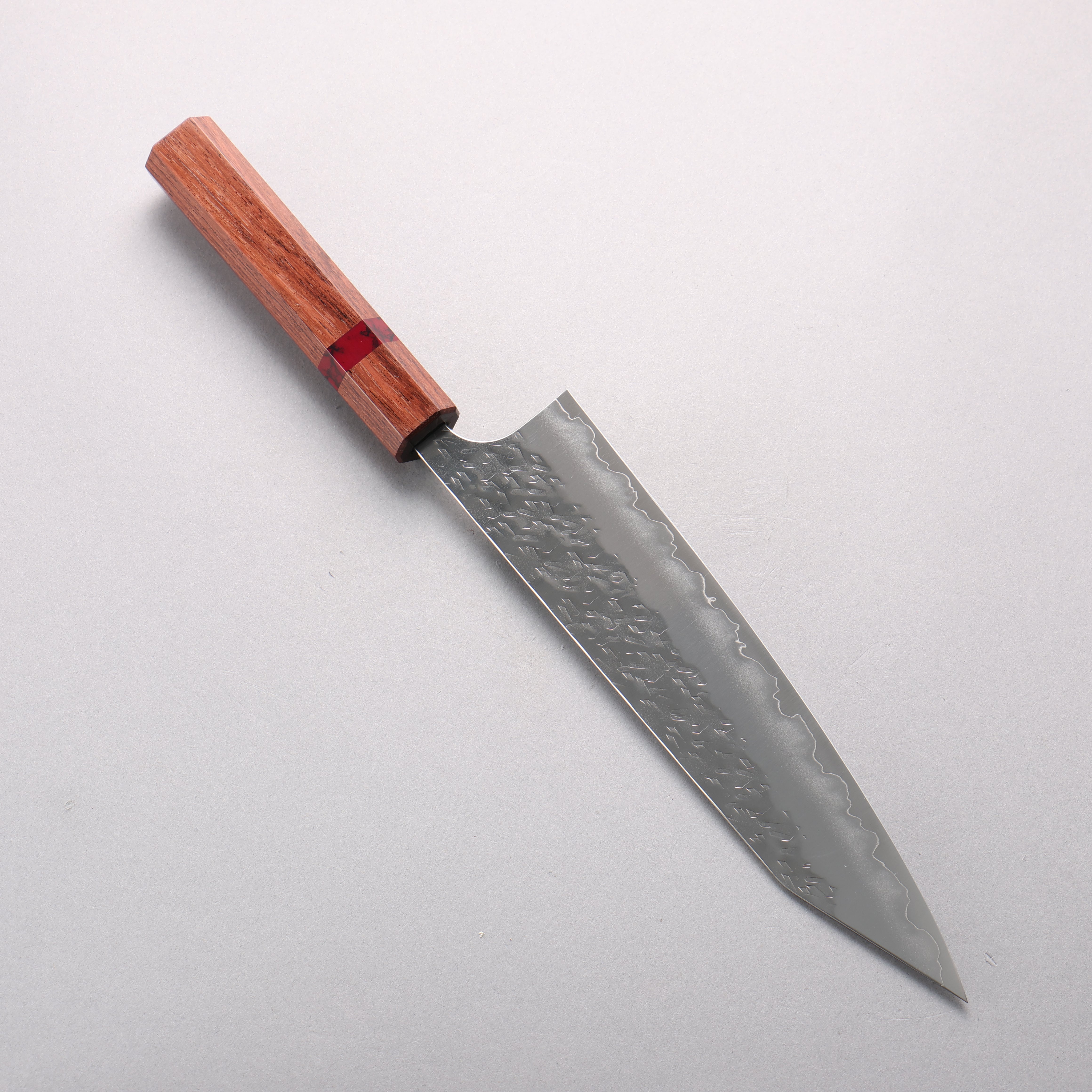 Yoshimi Kato Hyo SG2 Hammered Kiritsuke Gyuto 210mm Rosewood (Red Turquoise Ring) Handle - Seisuke Knife