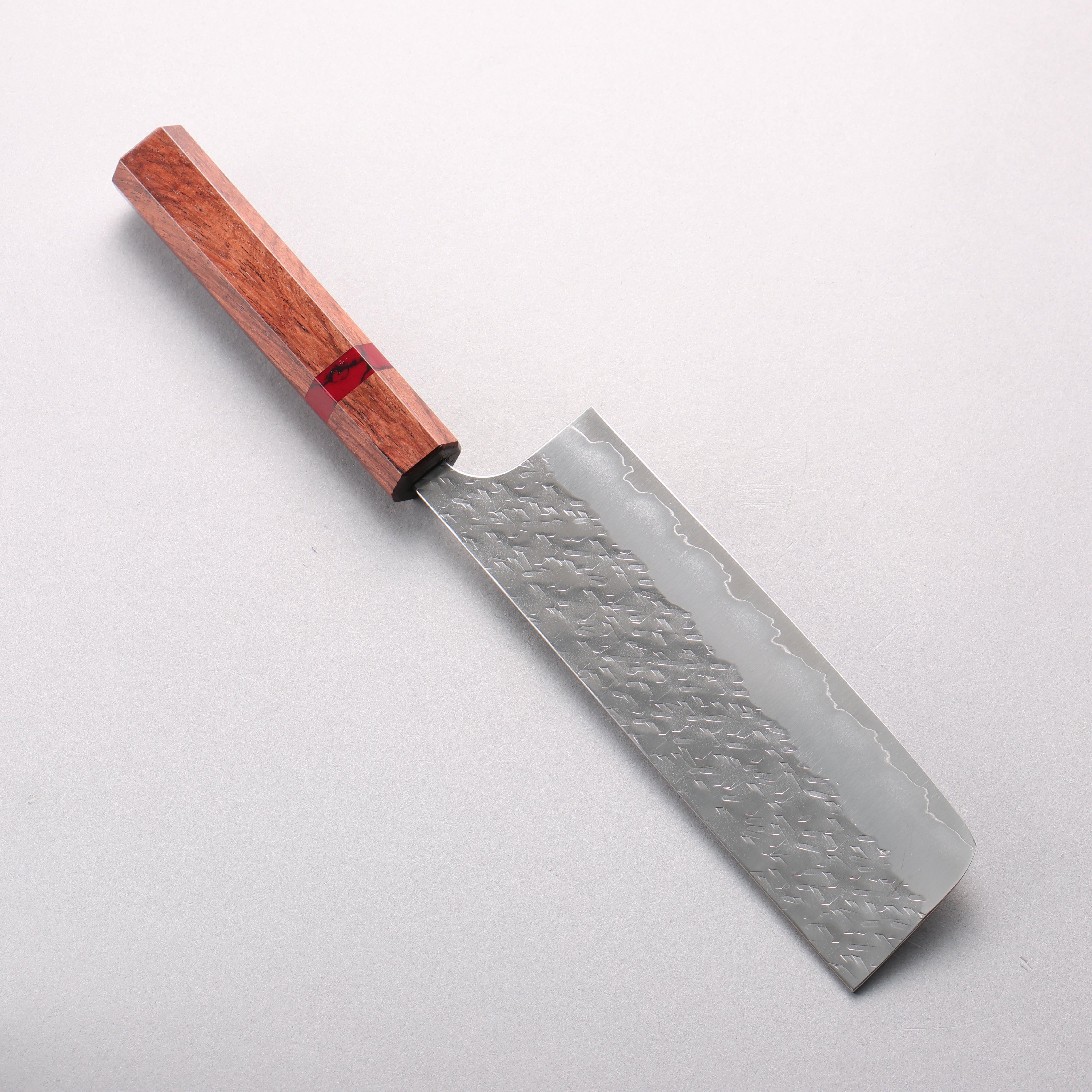 Yoshimi Kato Hyo SG2 Hammered Nakiri 165mm Shitan & Red Turquoise Ring Handle - Seisuke Knife