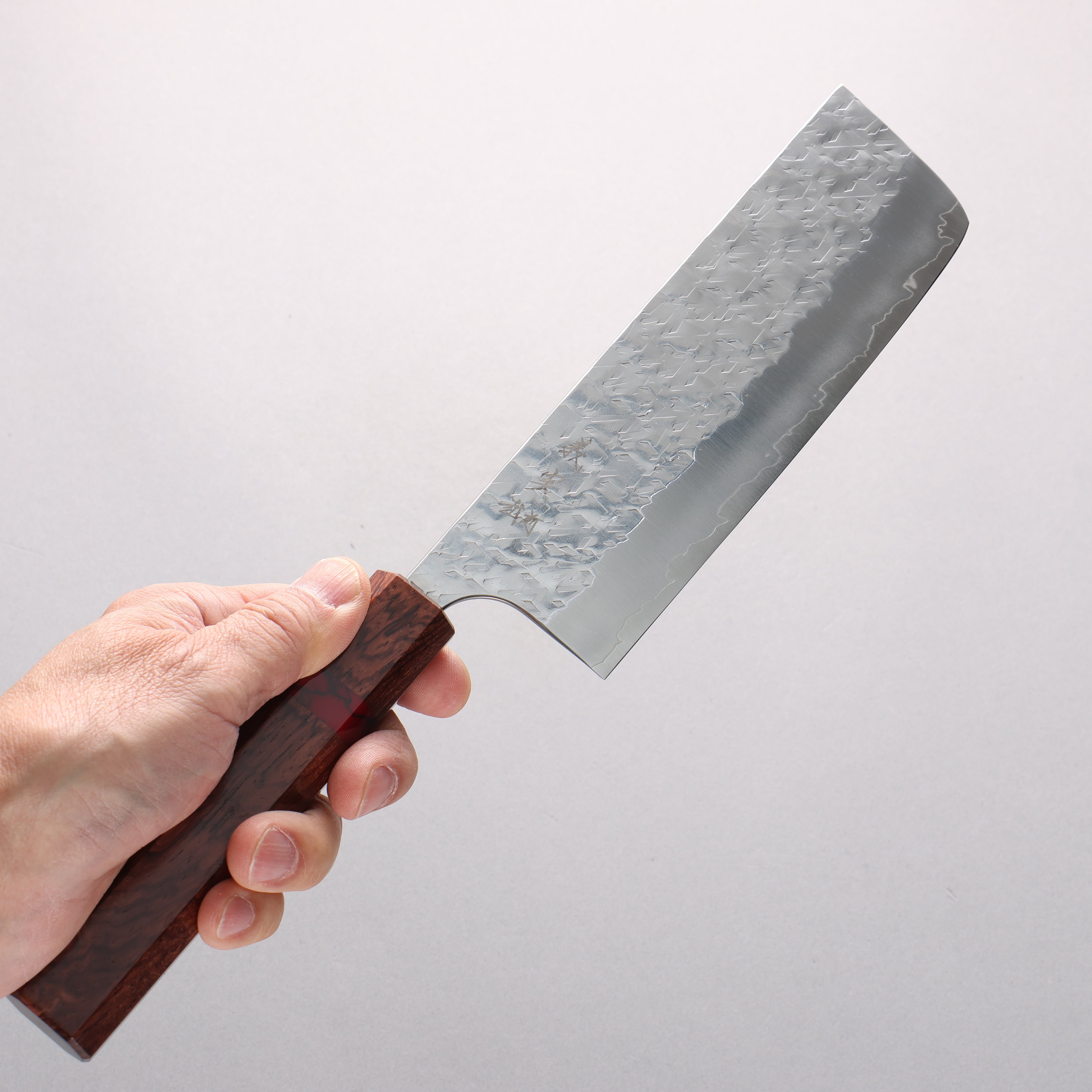 Yoshimi Kato Hyo SG2 Hammered Nakiri 165mm Shitan & Red Turquoise Ring Handle - Seisuke Knife