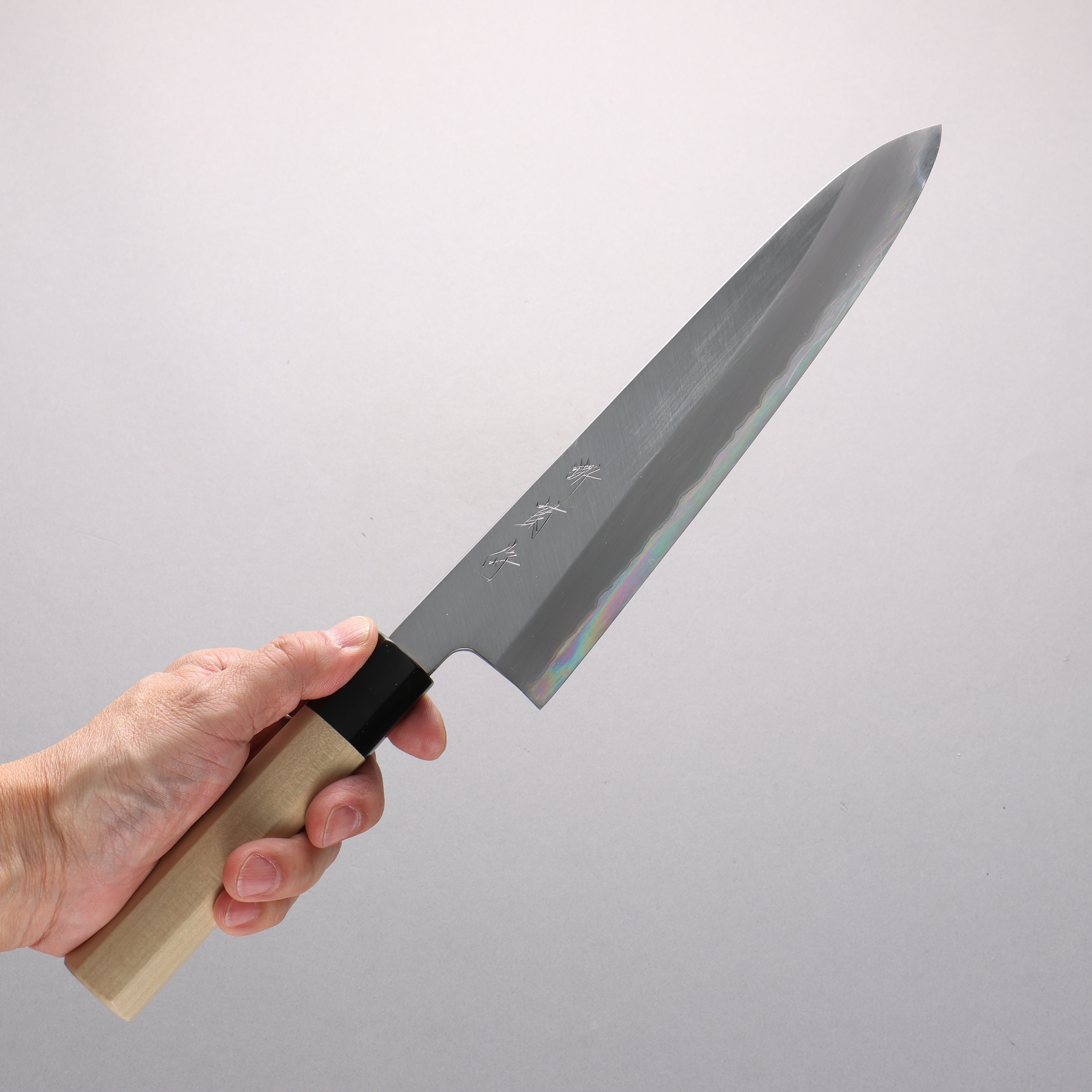 Sakai Kikumori White Steel No.1 Gyuto 240mm Magnolia & Water Buffalo Horn Handle - Seisuke Knife