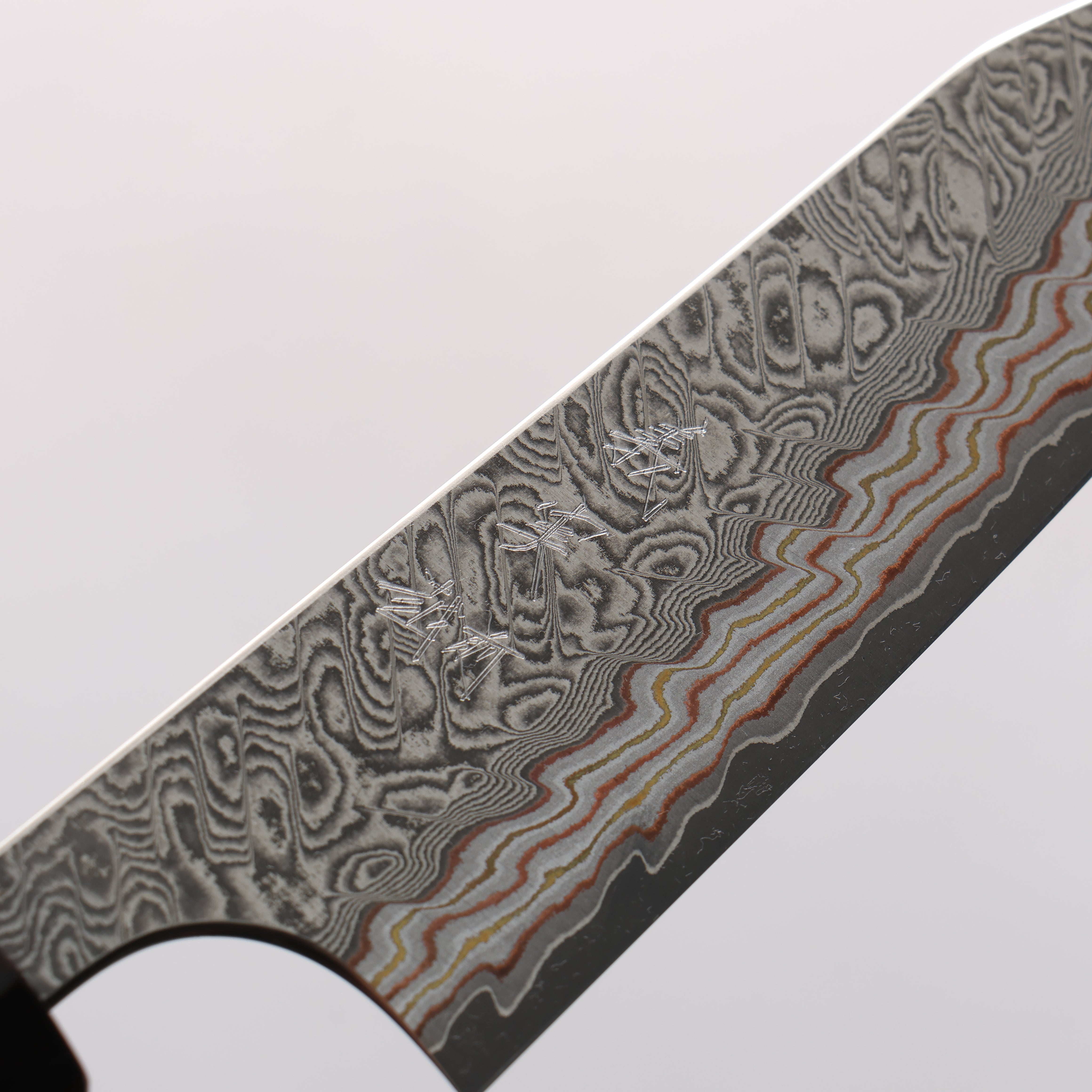 Yoshimi Kato VG10w Colored Damascus Kiritsuke Petty-Utility 120mm Ebony & White Ring Handle - Seisuke Knife