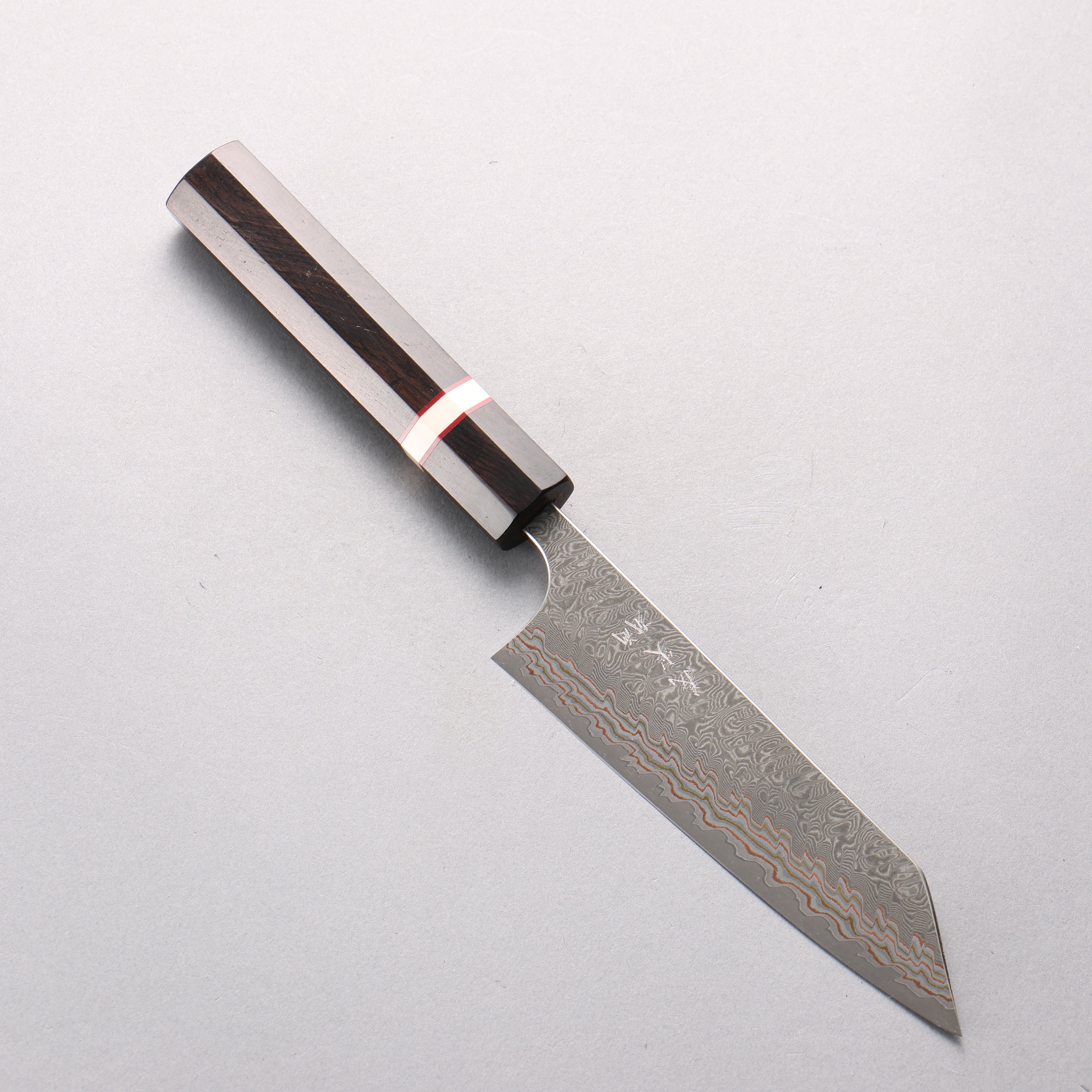 Yoshimi Kato VG10w Colored Damascus Small Bunka 130mm Ebony (White Ring) Handle - Seisuke Knife