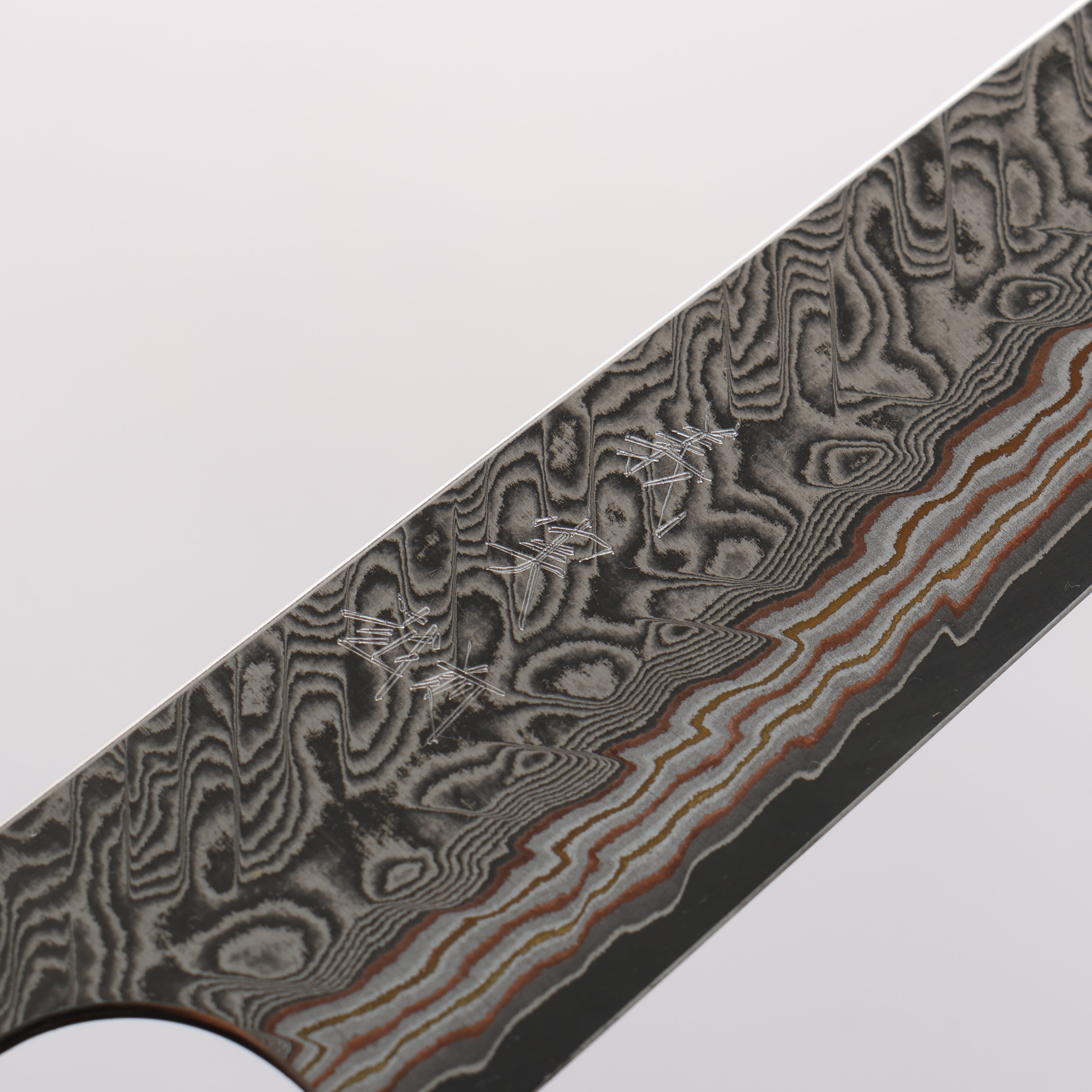 Yoshimi Kato VG10w Colored Damascus Kiritsuke Petty-Utility 150mm Ebony & White Ring Handle - Seisuke Knife