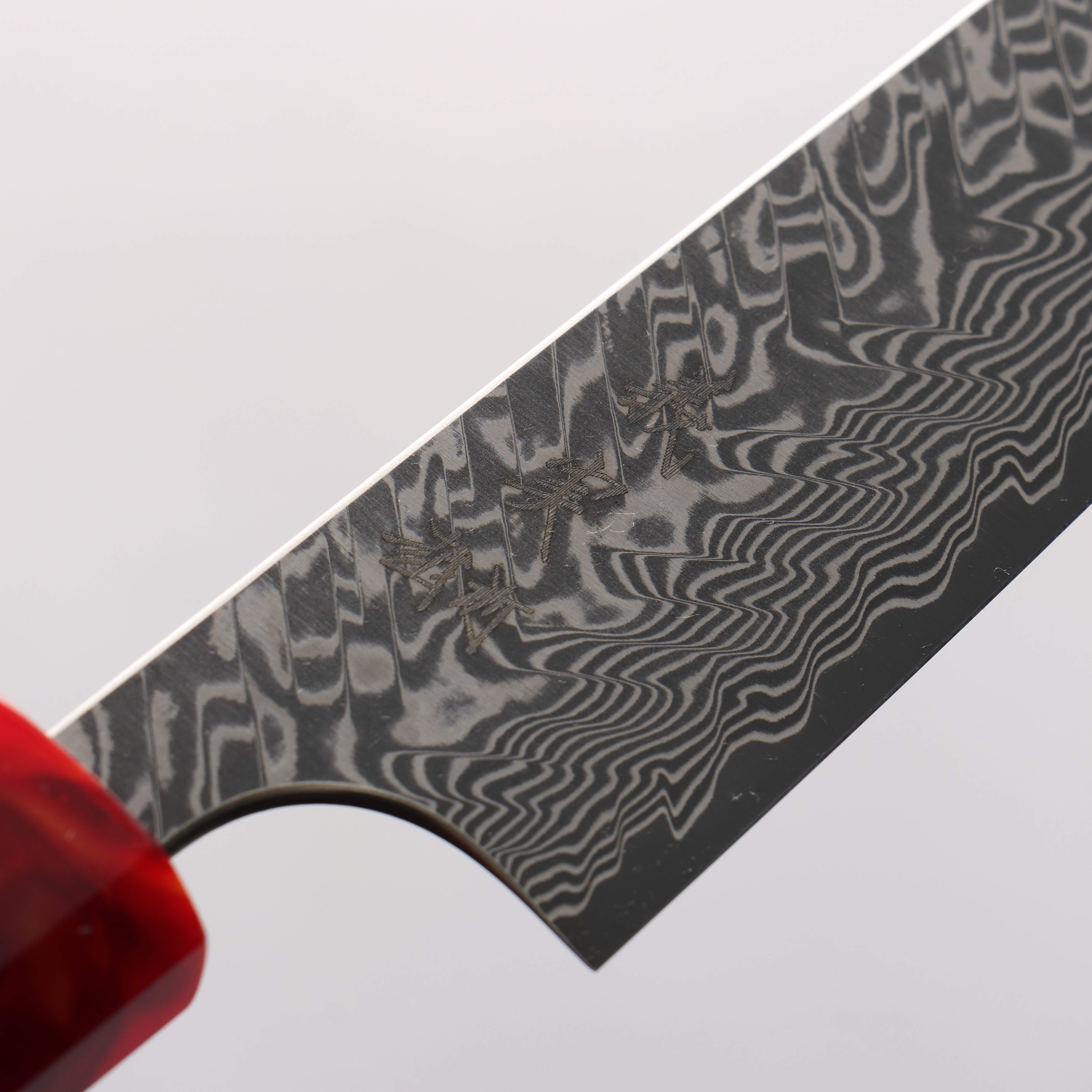Yoshimi Kato SG2 Black Damascus Kiritsuke Petty-Utility 150mm Ebony Wood & Red Resin Handle - Seisuke Knife
