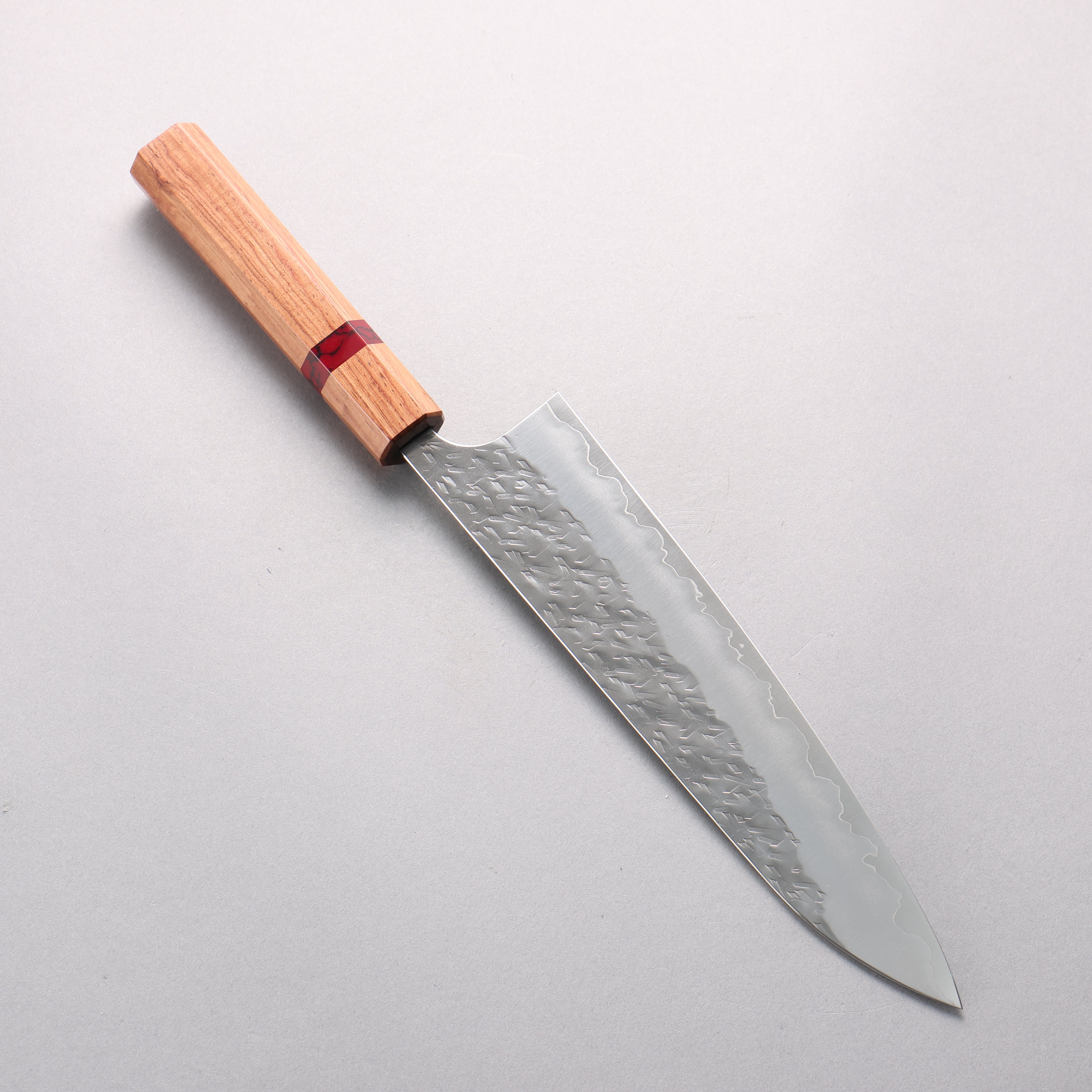 Yoshimi Kato Hyo SG2 Hammered Gyuto 210mm Rosewood (Red Turquoise Ring) Handle - Seisuke Knife