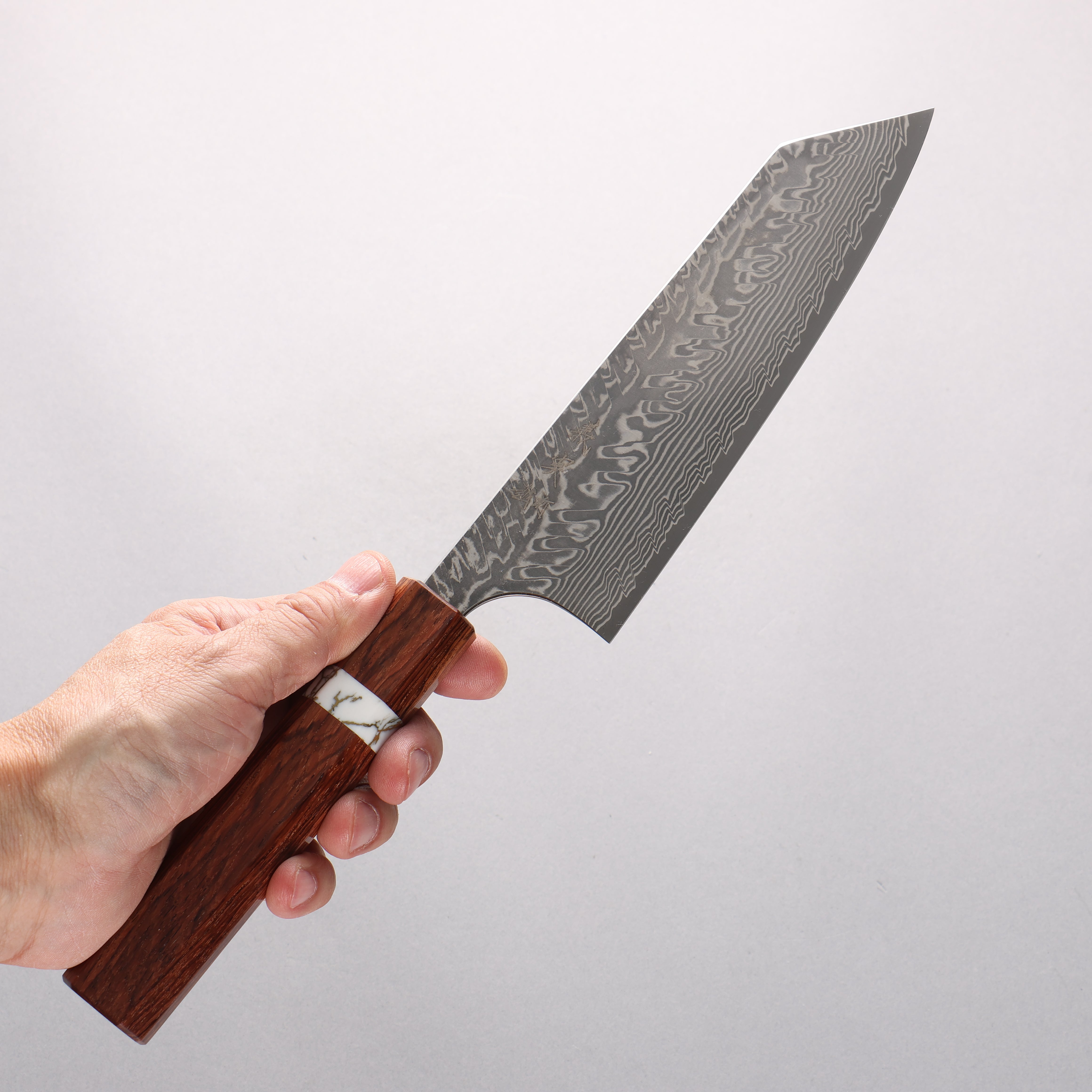 Yoshimi Kato SG2 Black Damascus Bunka 170mm Rosewood (White Turquoise Ring) Handle - Seisuke Knife