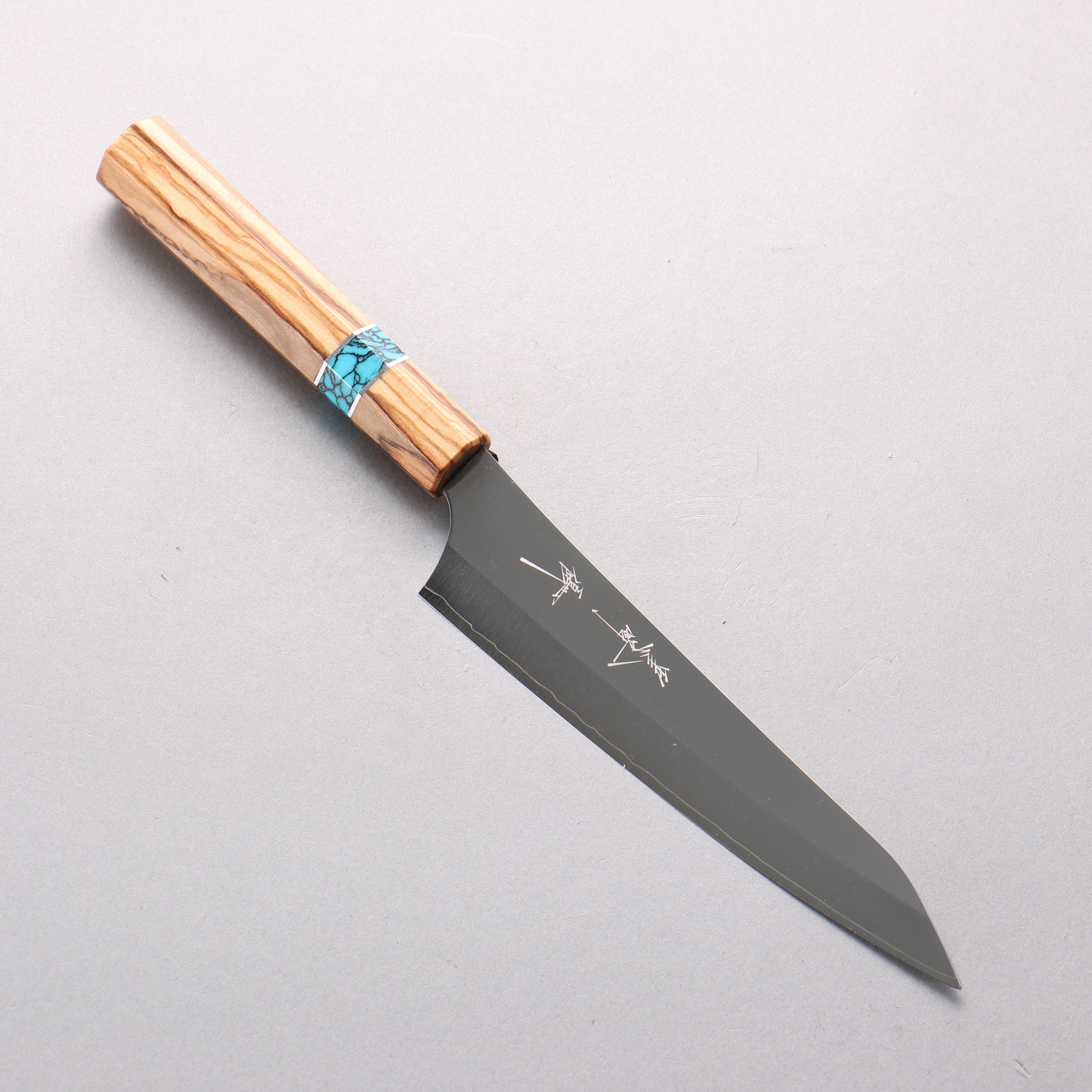 Yu Kurosaki New Gekko VG-XEOS Petty-Utility 150mm Olive Wood & Turquoise Ring Handle - Seisuke Knife