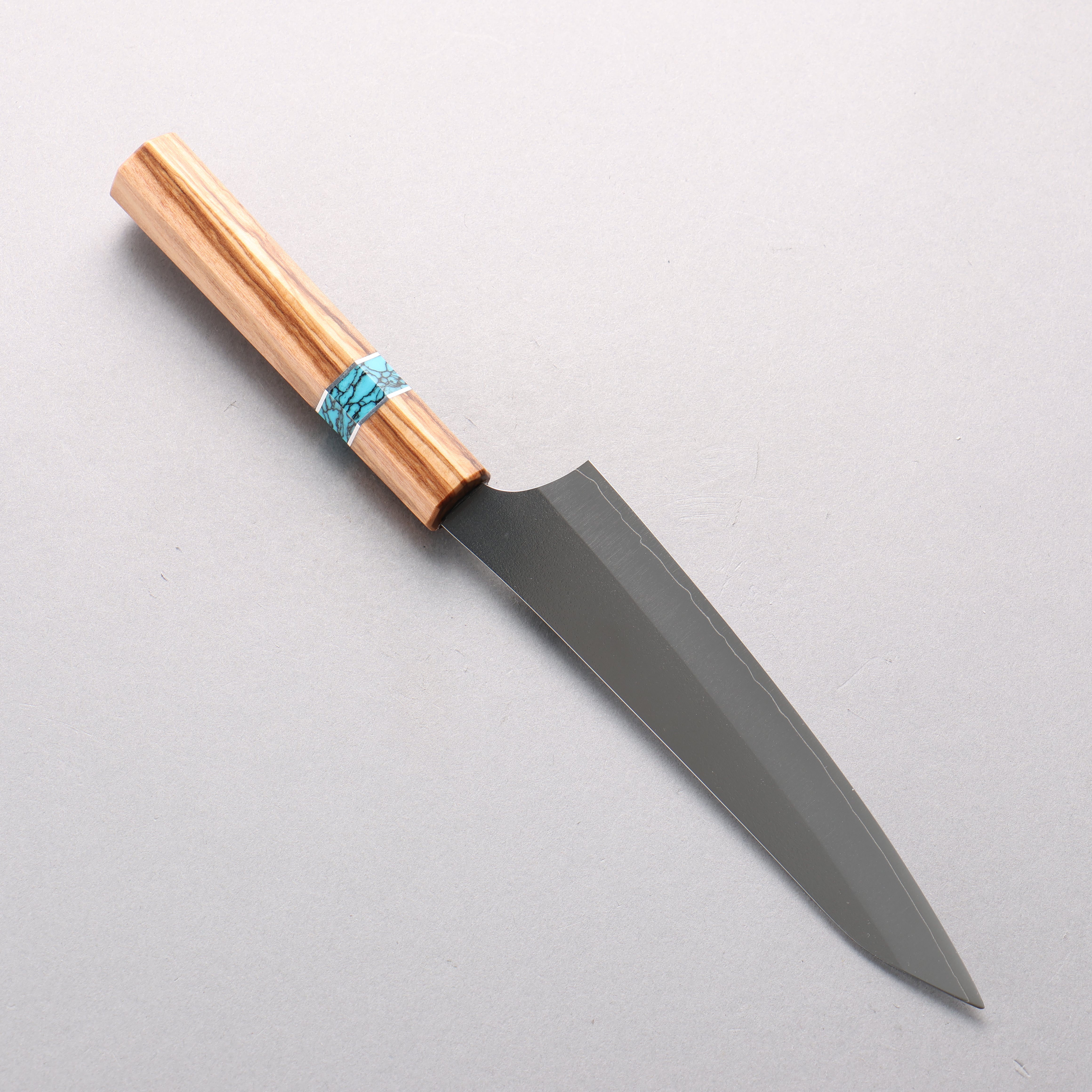 Yu Kurosaki New Gekko VG-XEOS Petty-Utility 150mm Olive Wood & Turquoise Ring Handle - Seisuke Knife