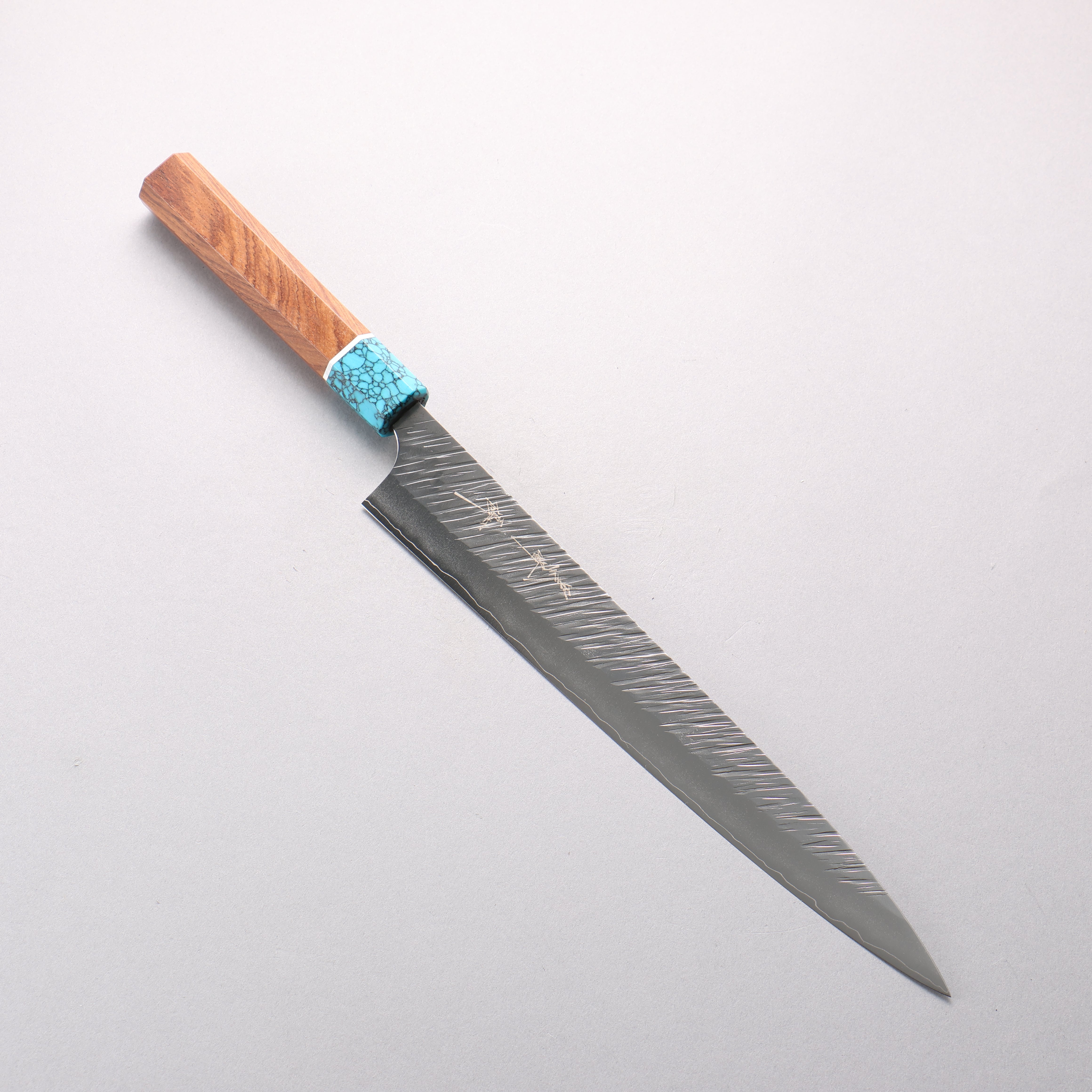 Yu Kurosaki Fujin SG2 Hammered Sujihiki 270mm Rosewood (Ferrule: Blue Turquoise) Handle - Seisuke Knife