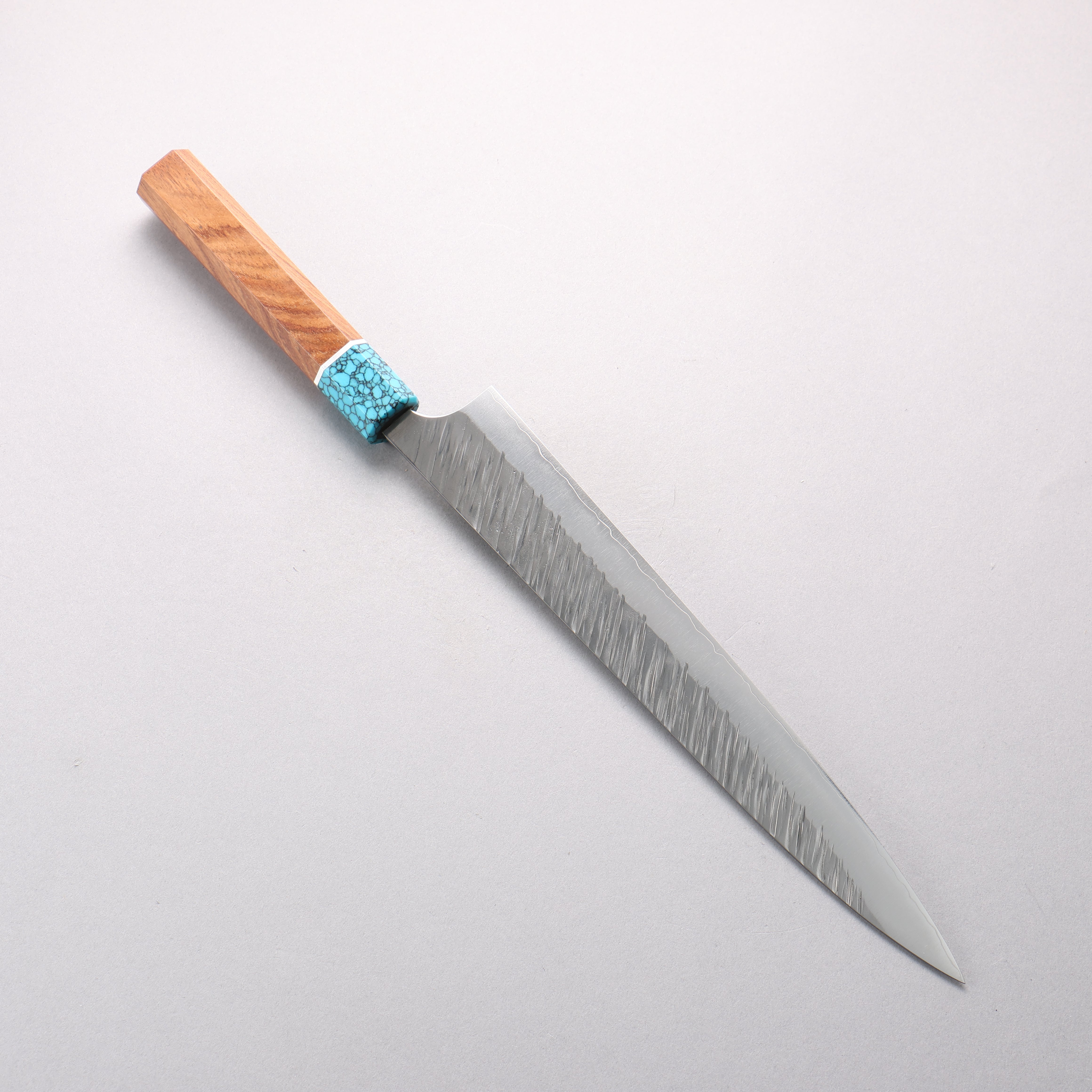 Yu Kurosaki Fujin SG2 Hammered Sujihiki 270mm Rosewood (Ferrule: Blue Turquoise) Handle - Seisuke Knife