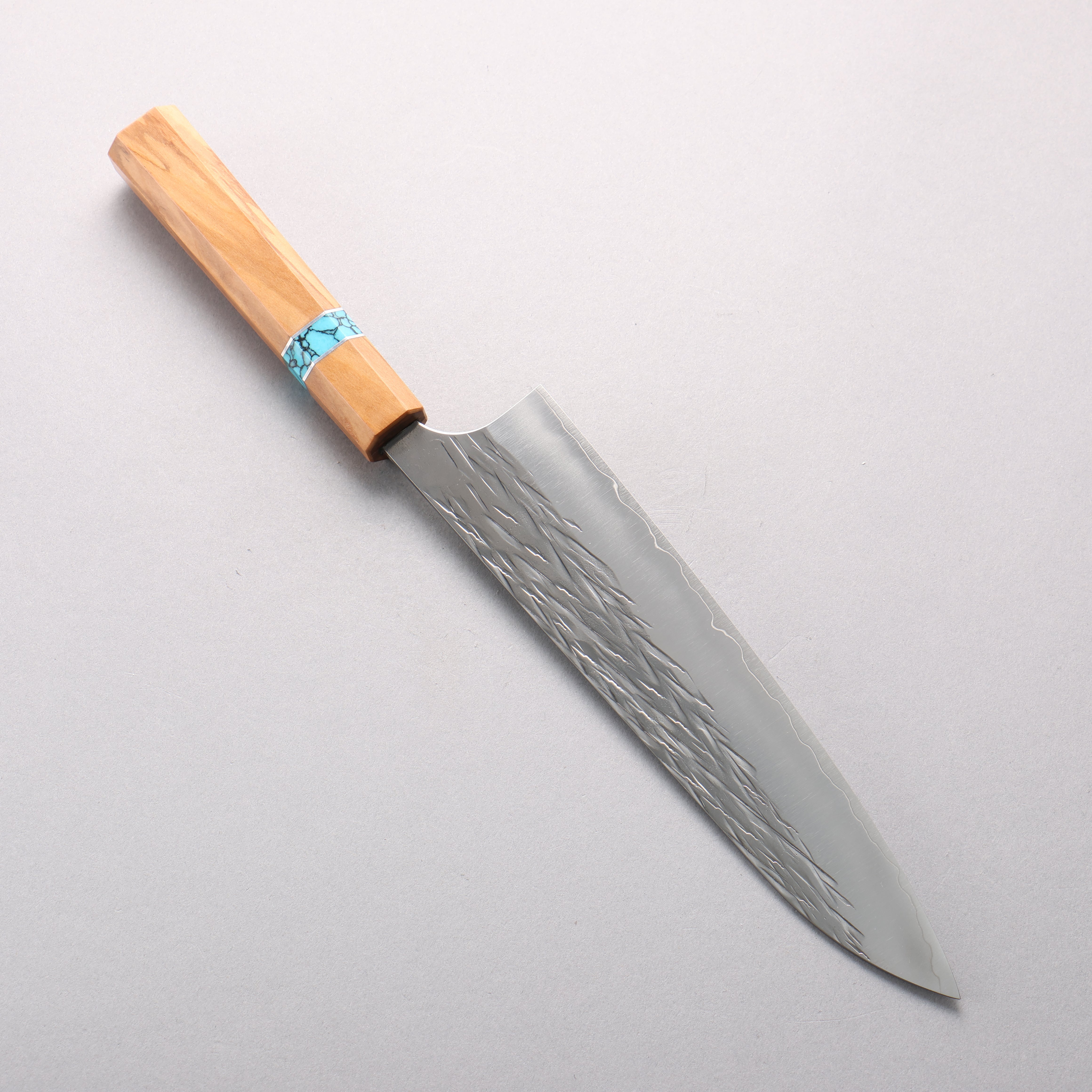 Yu Kurosaki Juhyo Cobalt Special Steel Hammered Gyuto 210mm Olive Tree(Turquoise Ring) Handle - Seisuke Knife