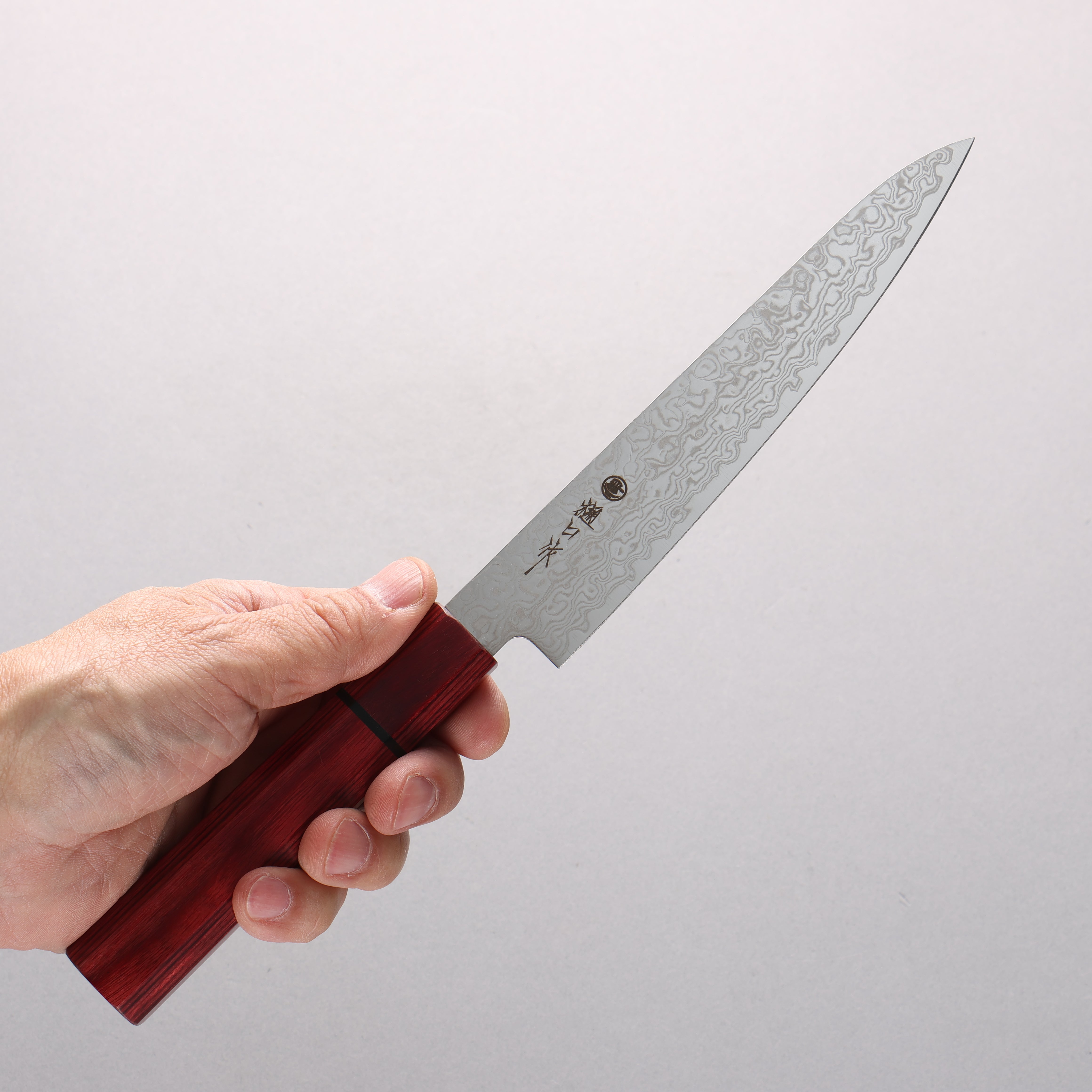 Higuchi SG2 Damascus Migaki Petty-Utility 150mm Red Pakkawood Handle - Seisuke Knife