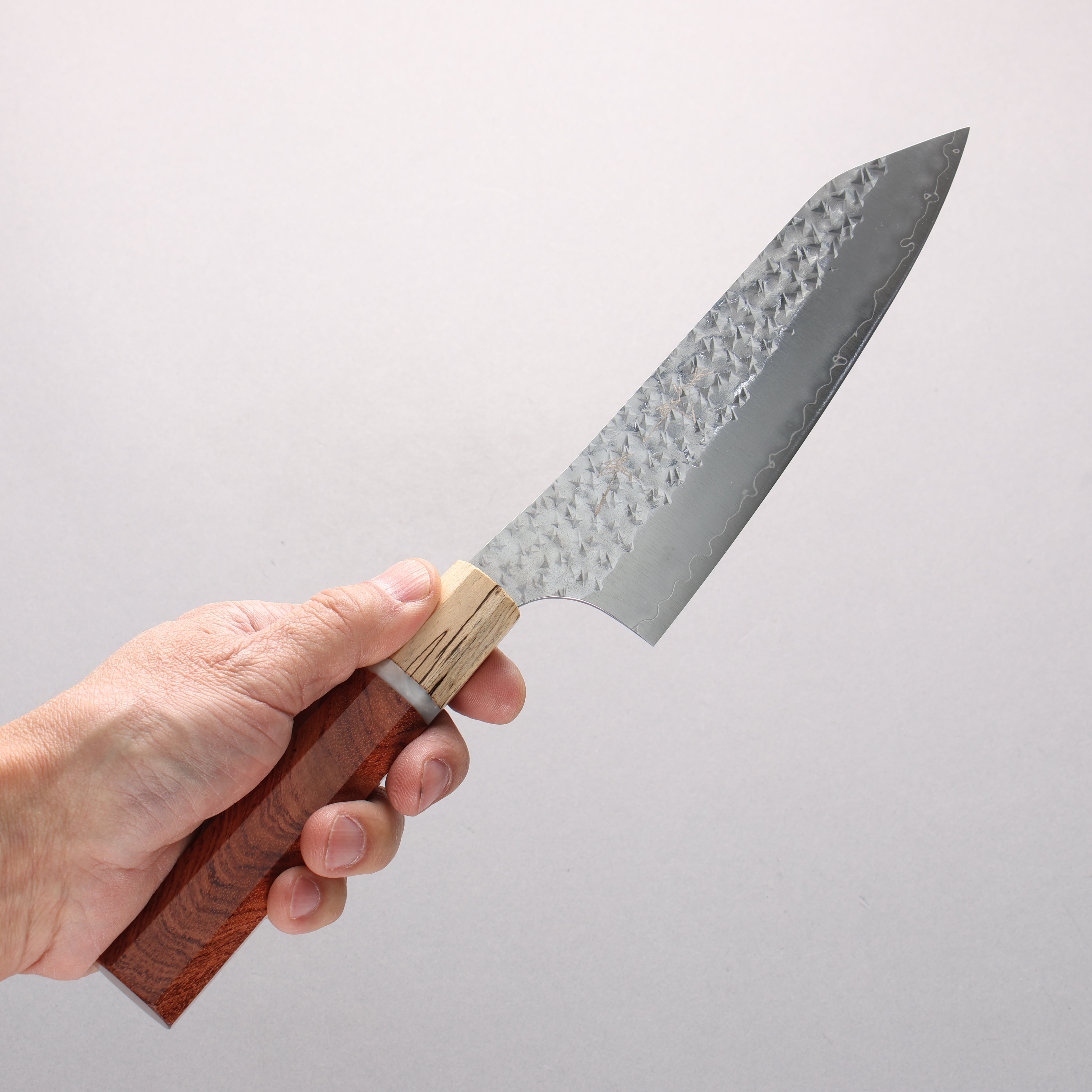 Yu Kurosaki Senko Ei SG2 Hammered Bunka 170mm Brazilwood with white ring (ferrule: Chinese Quince) Handle - Seisuke Knife