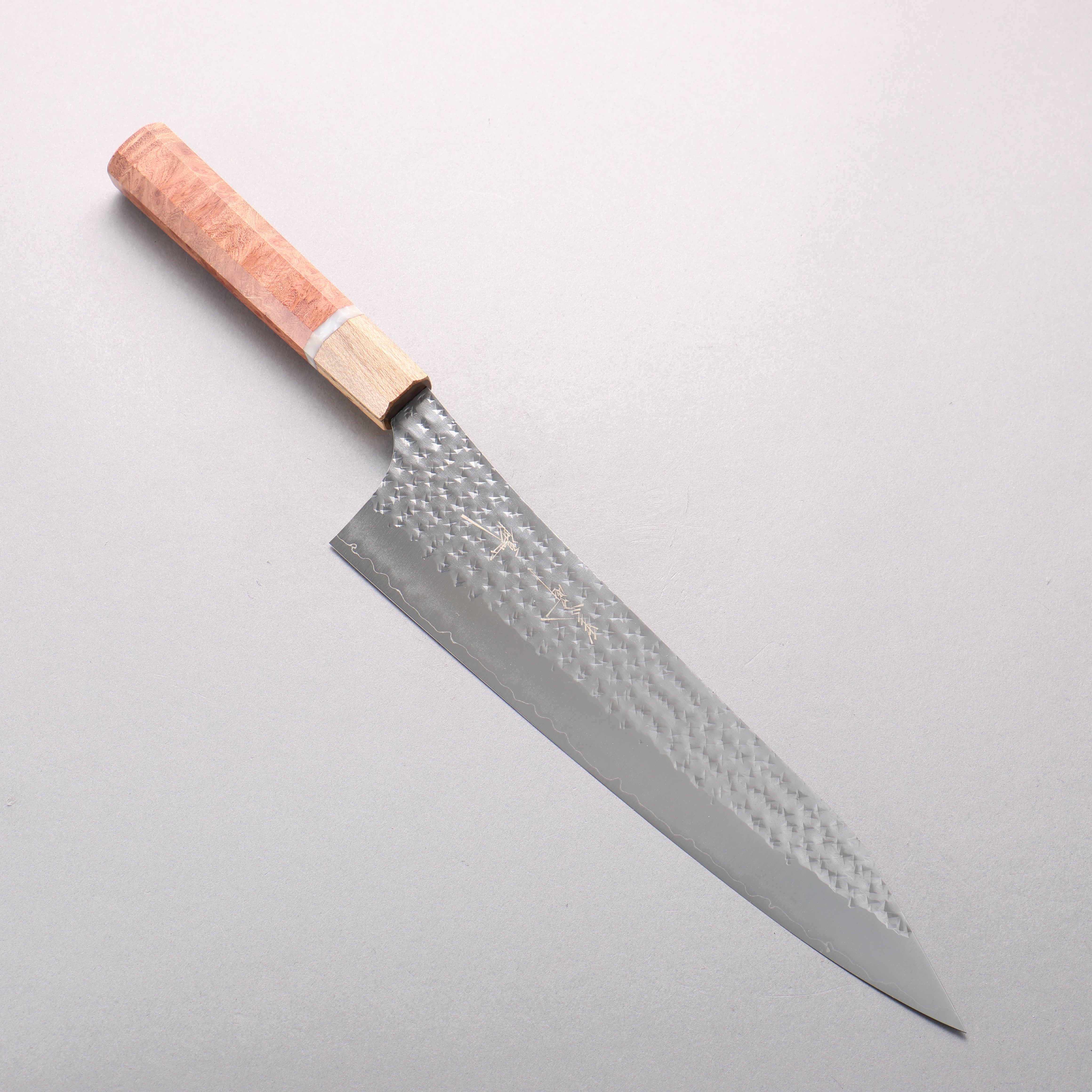 Yu Kurosaki Senko Ei SG2 Hammered Gyuto 240mm Brazilwood with white ring (ferrule: Chinese Quince) Handle - Seisuke Knife