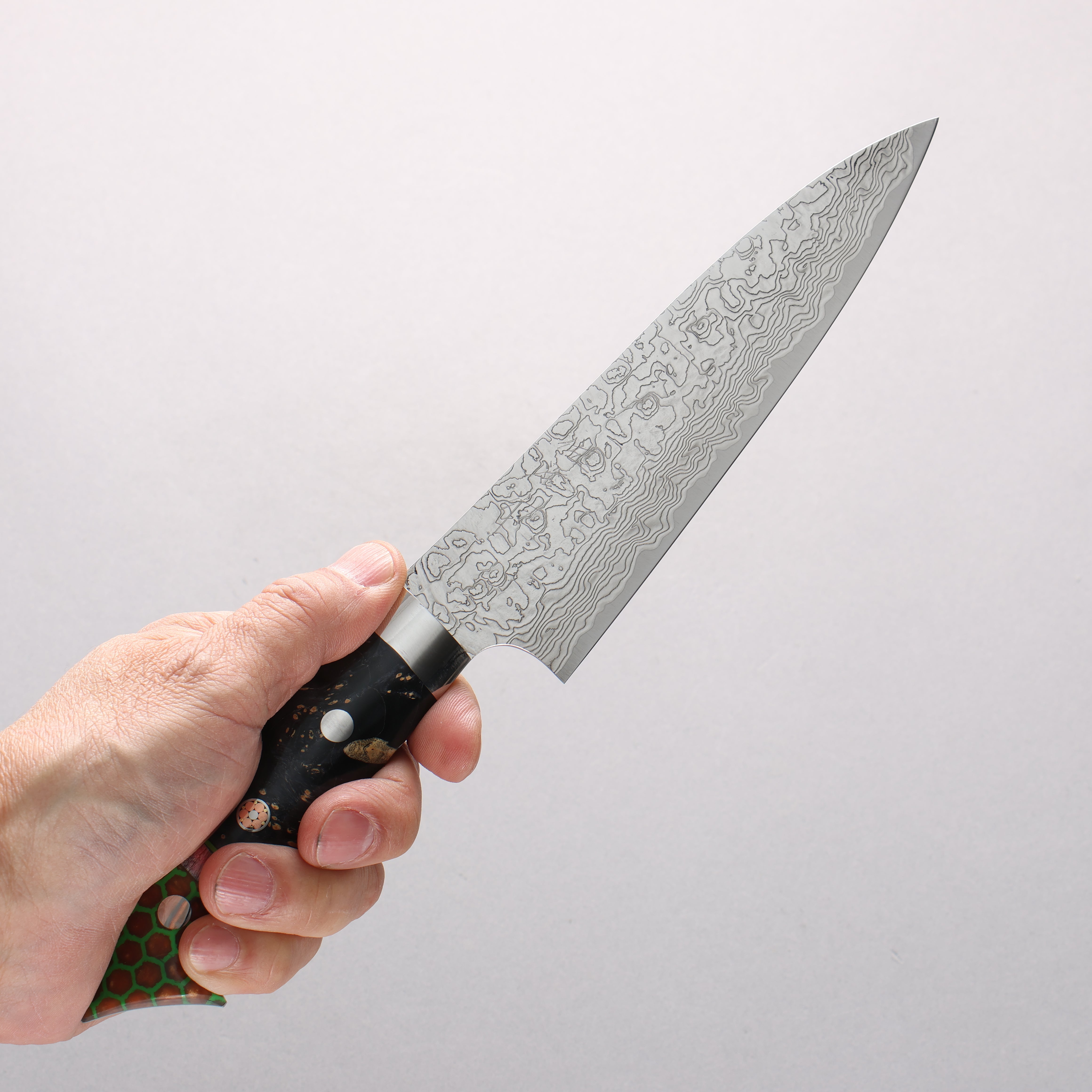 Takeshi Saji SG2 Diamond Finish Damascus Petty-Utility 150mm Combo New Nomura-Style Handle - Seisuke Knife
